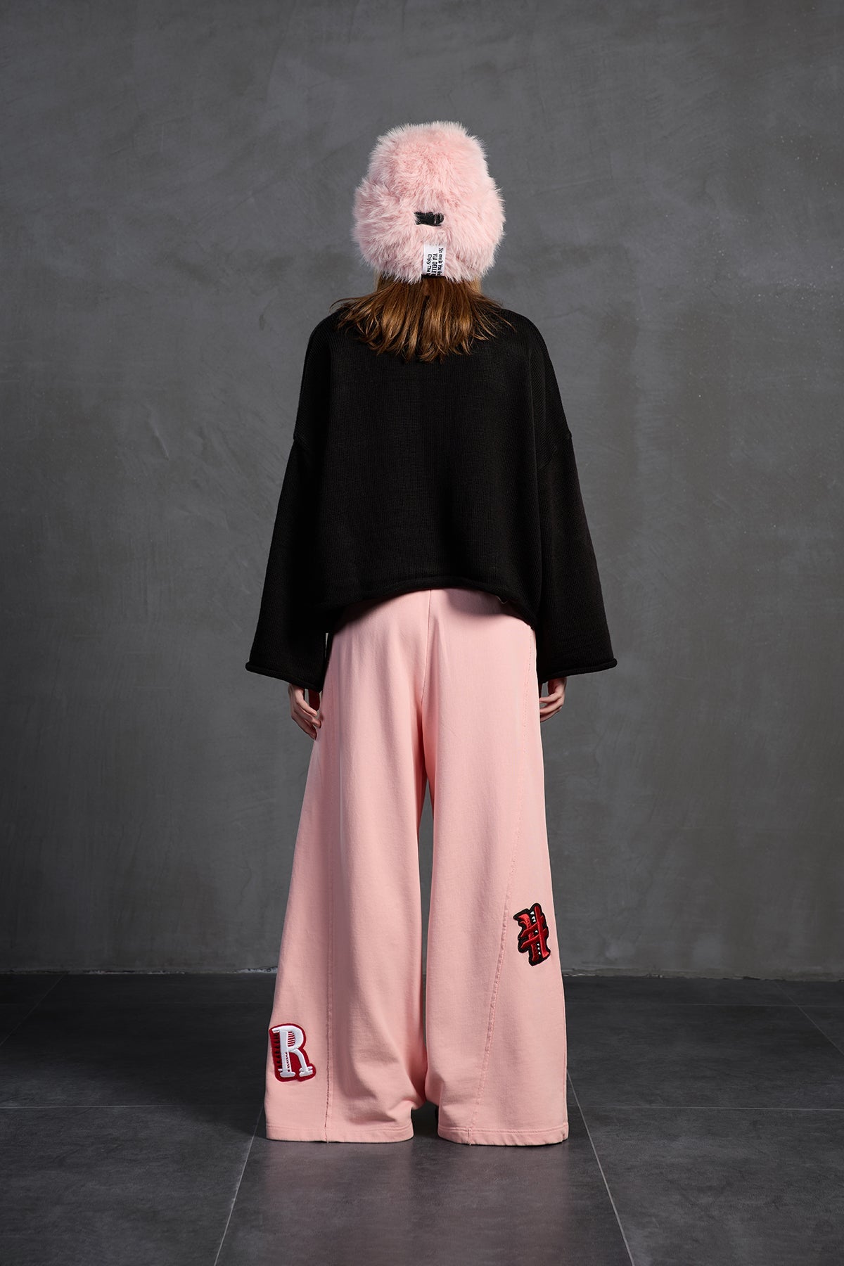 Black Printed Oversize Knit Sweater 18057