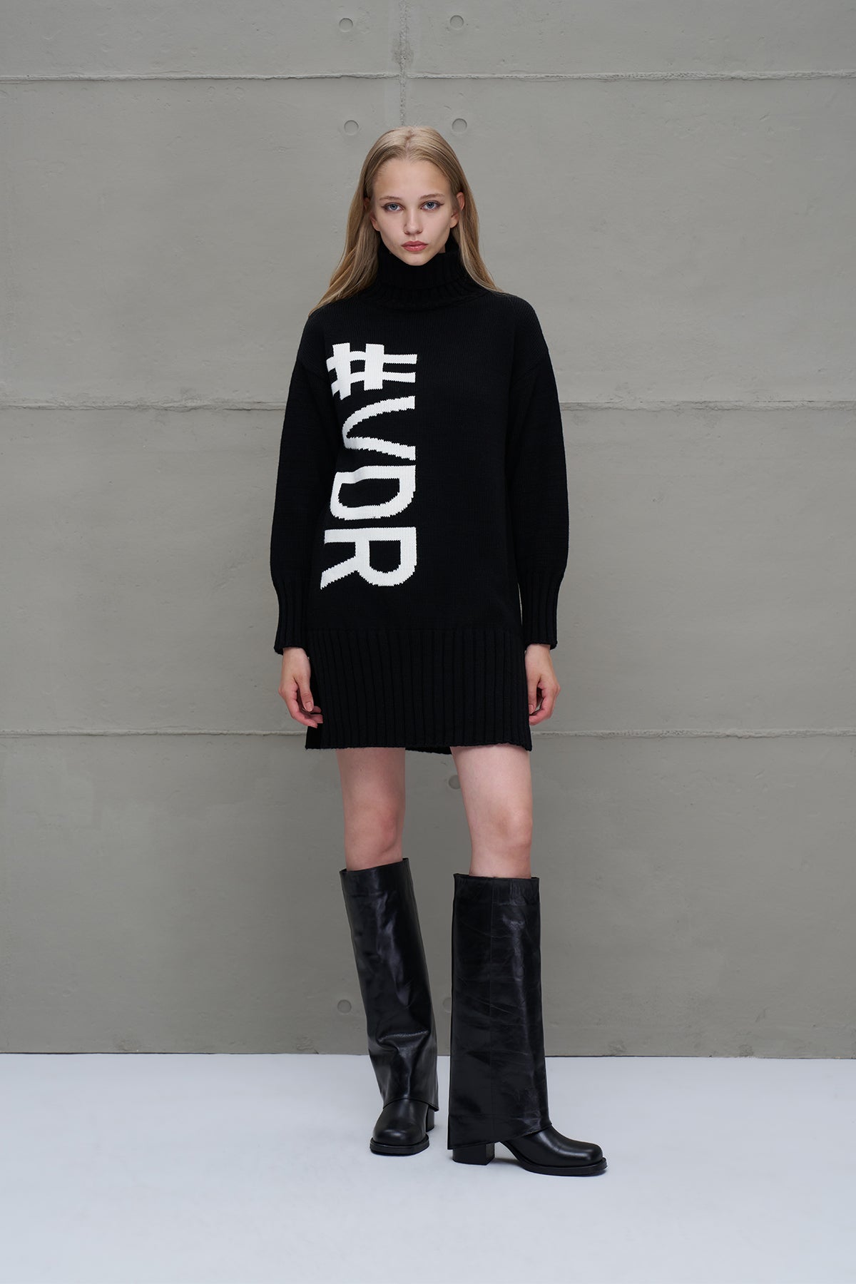 Black Off White Logo Knit Dress 18065