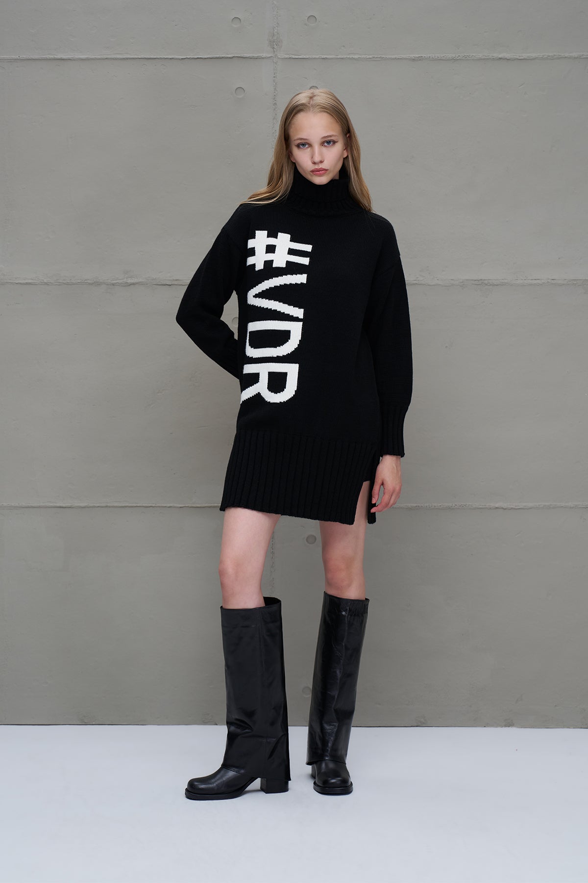 Black Off White Logo Knit Dress 18065