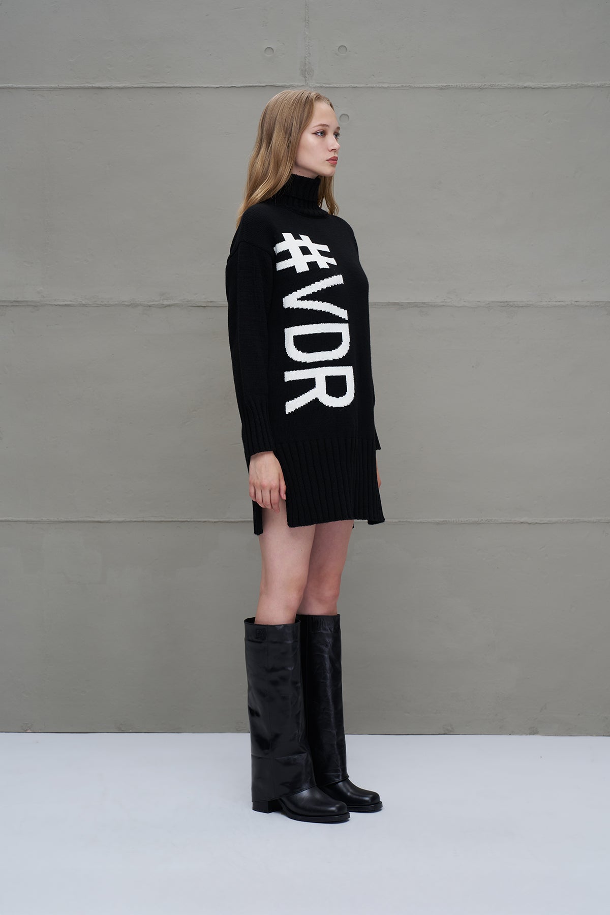 Black Off White Logo Knit Dress 18065