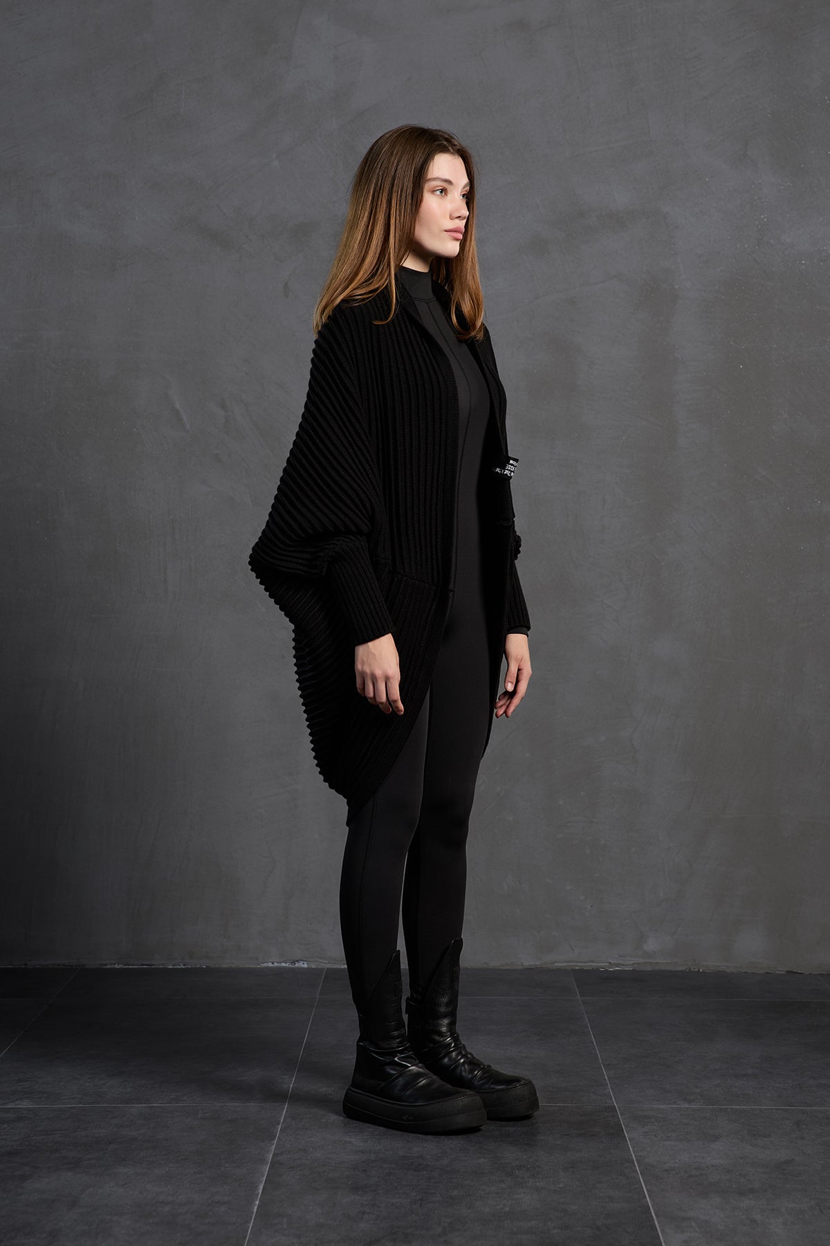 Black Oversize Knit Cardigan 18072