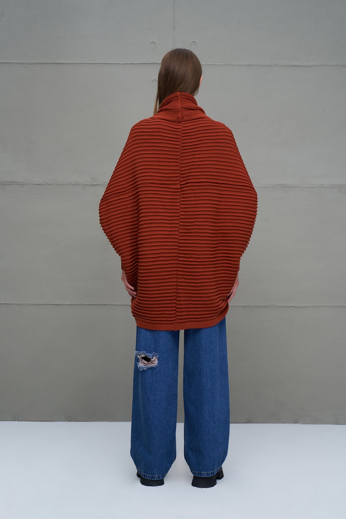 Maroon Oversized Knit Knit Cardigan 18072