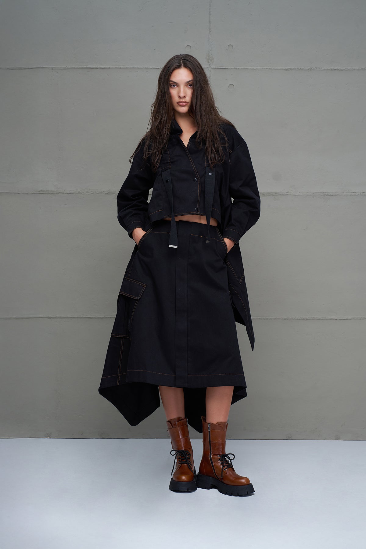 Black Strap Detail Denim Jacket 18080