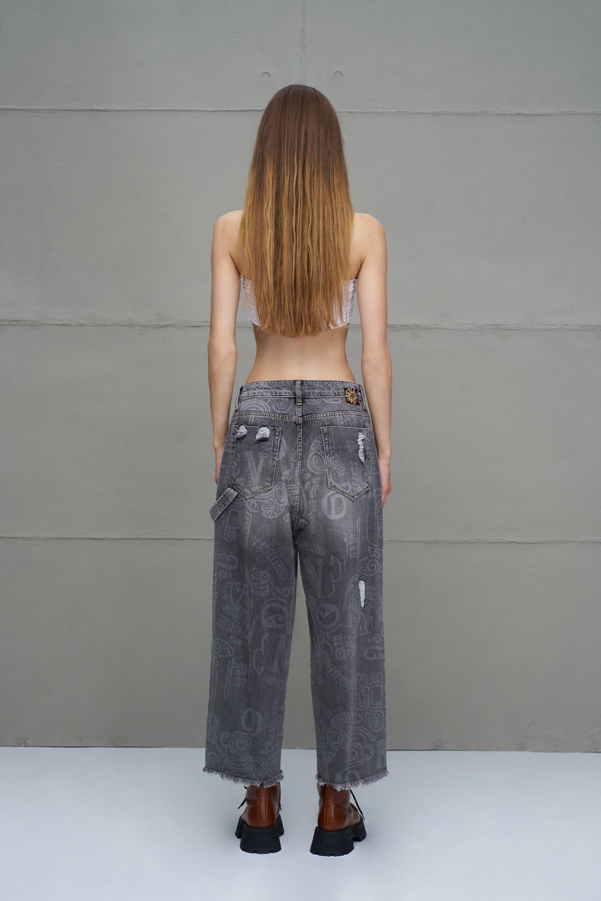Grey Distressed Denim Trousers 18099