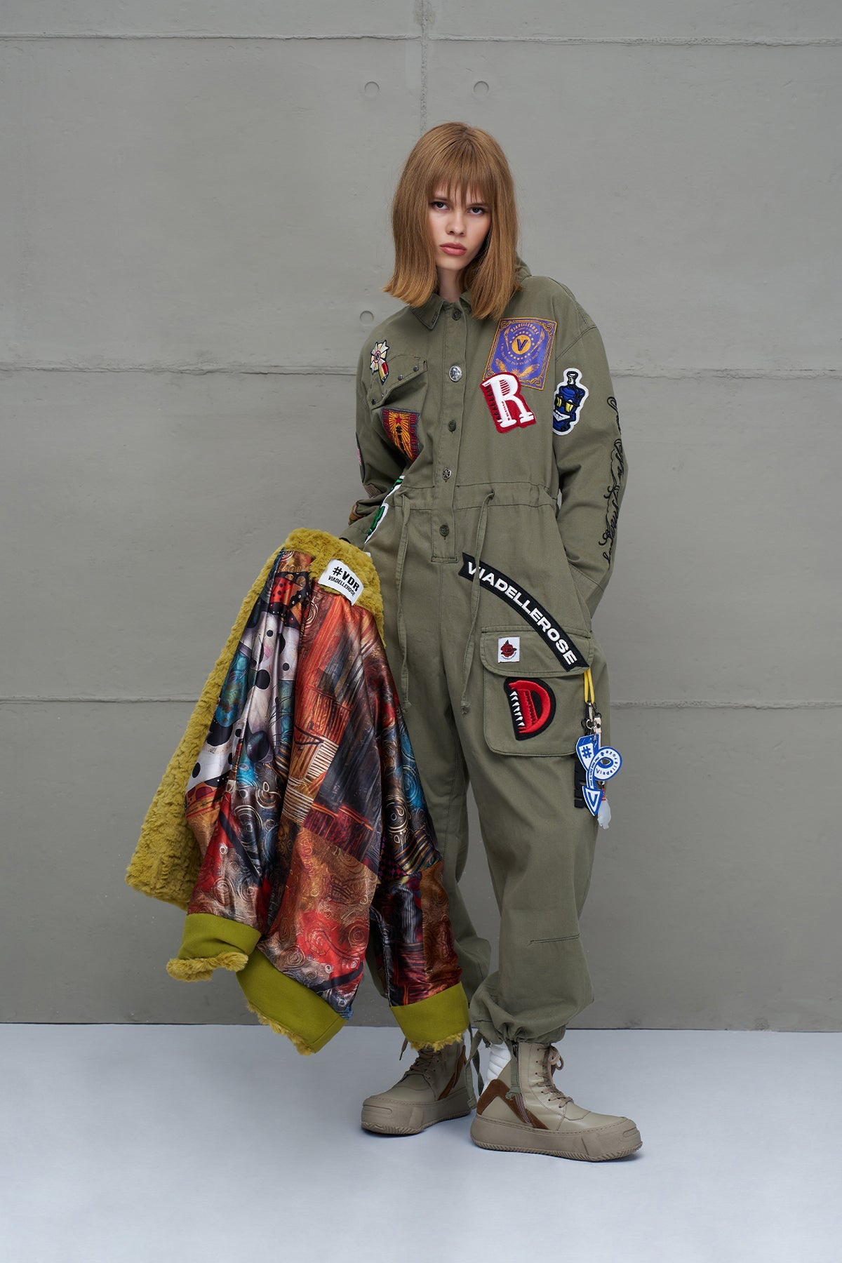 Khaki Patch Detail Jumpsuit 18100