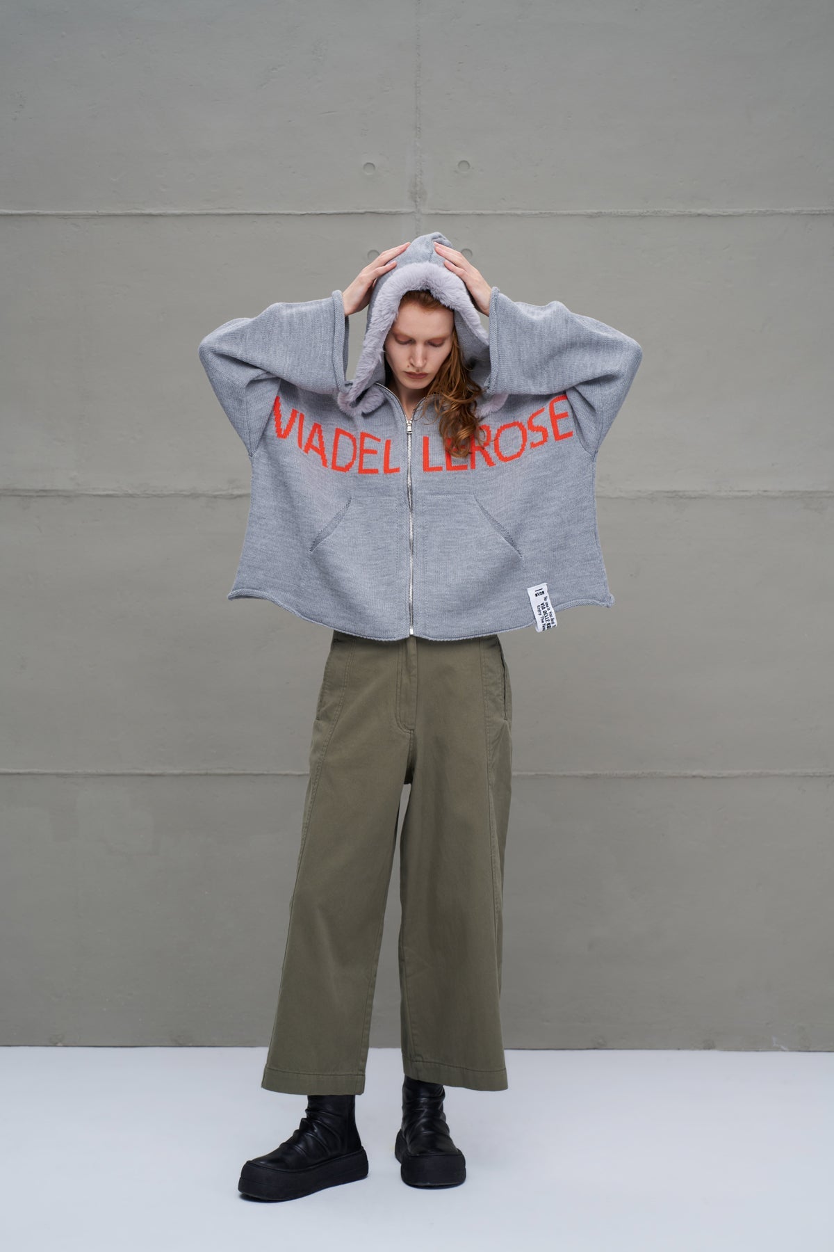 Khaki Wide-leg Trousers 18106