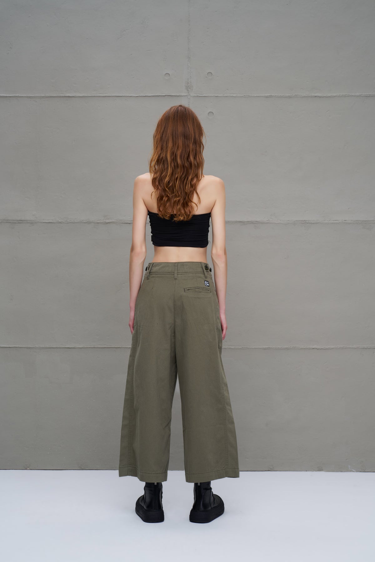 Khaki Wide-leg Trousers 18106