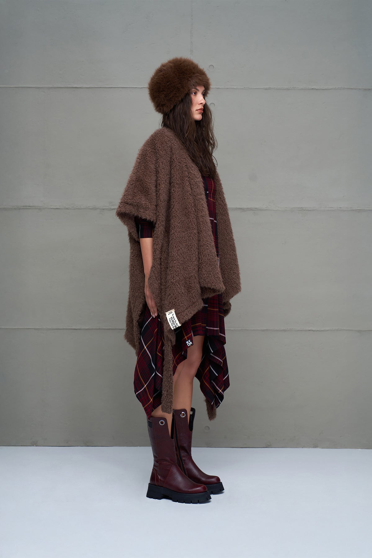 Brown Faux Fur Oversized Cardigan 18108