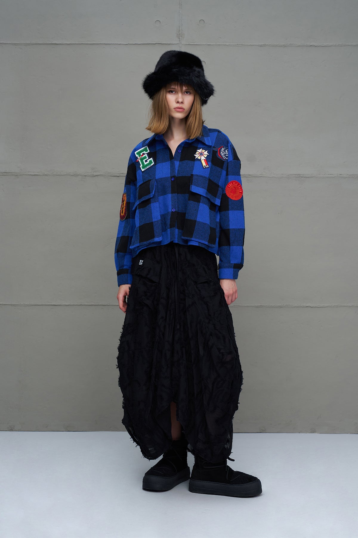 Royal Black Plaid Oversized Shirt 18116