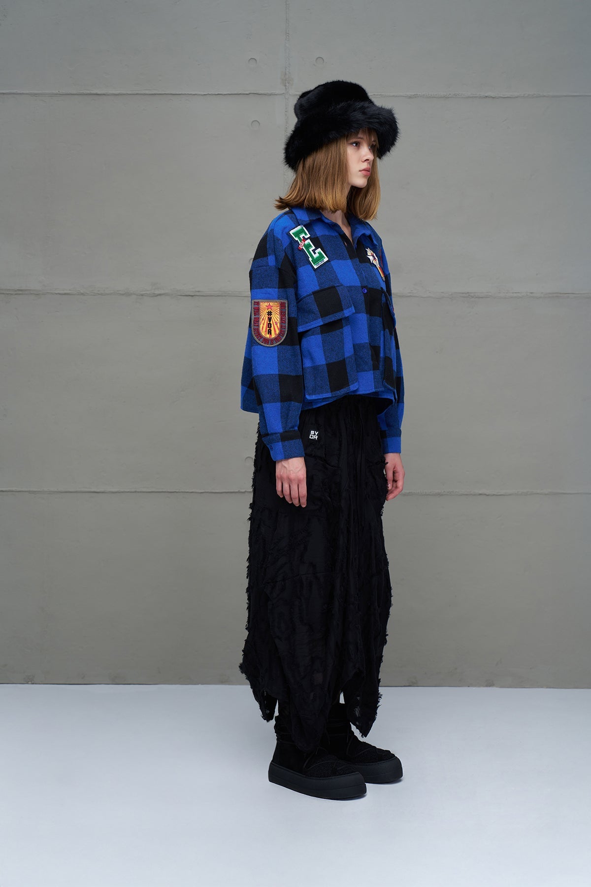 Royal Black Plaid Oversized Shirt 18116