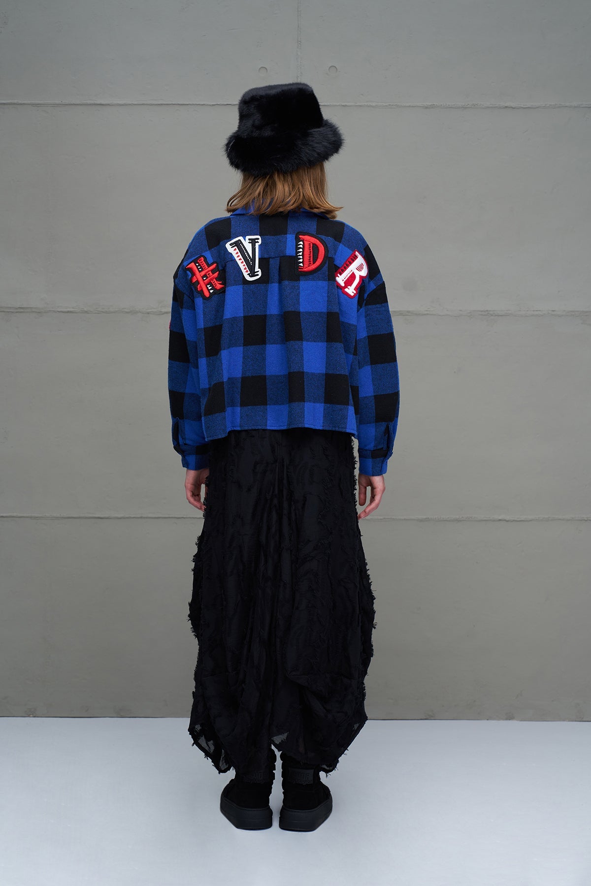 Royal Black Plaid Oversized Shirt 18116