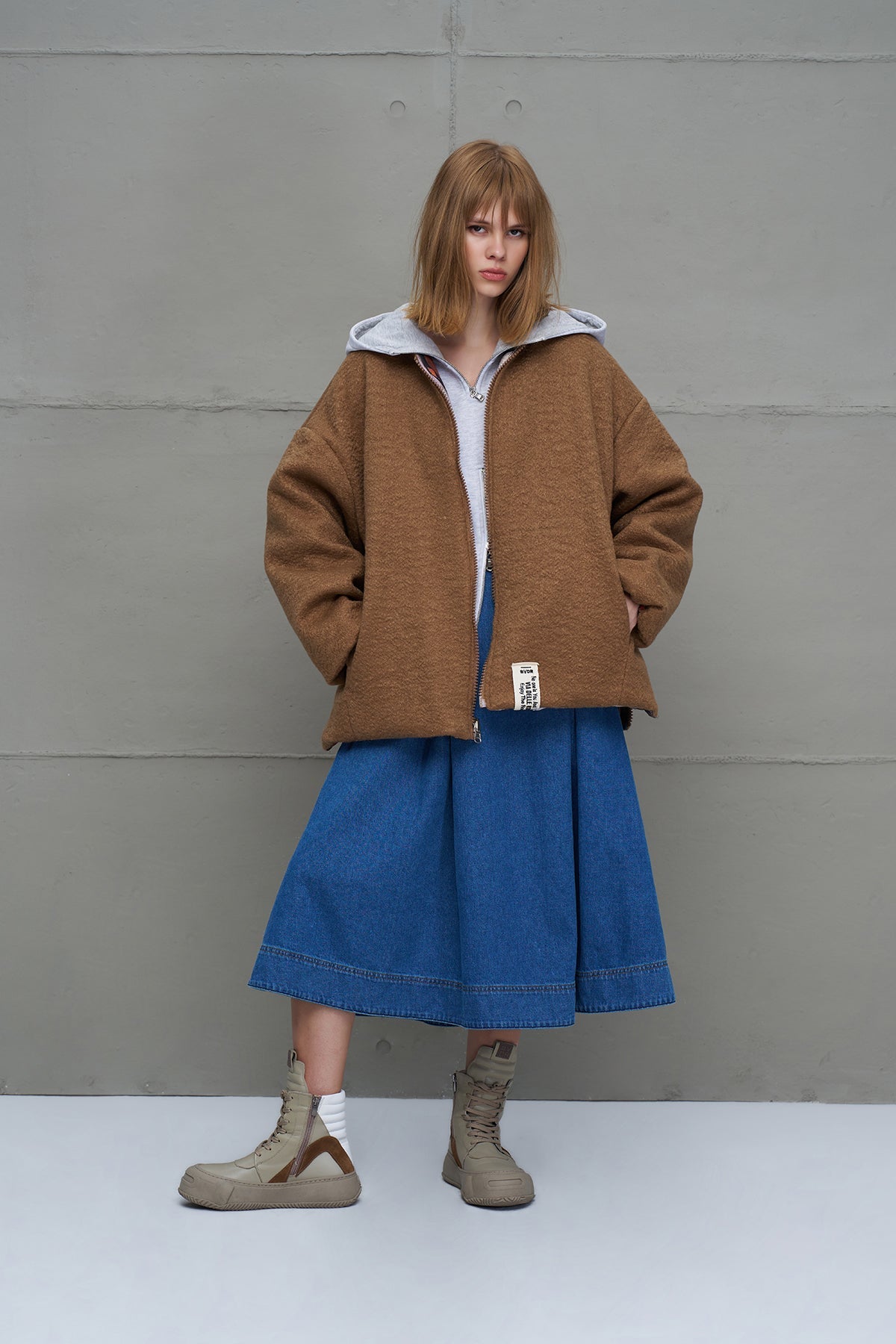Camel Reversible Drawstring Oversized Coat 18135