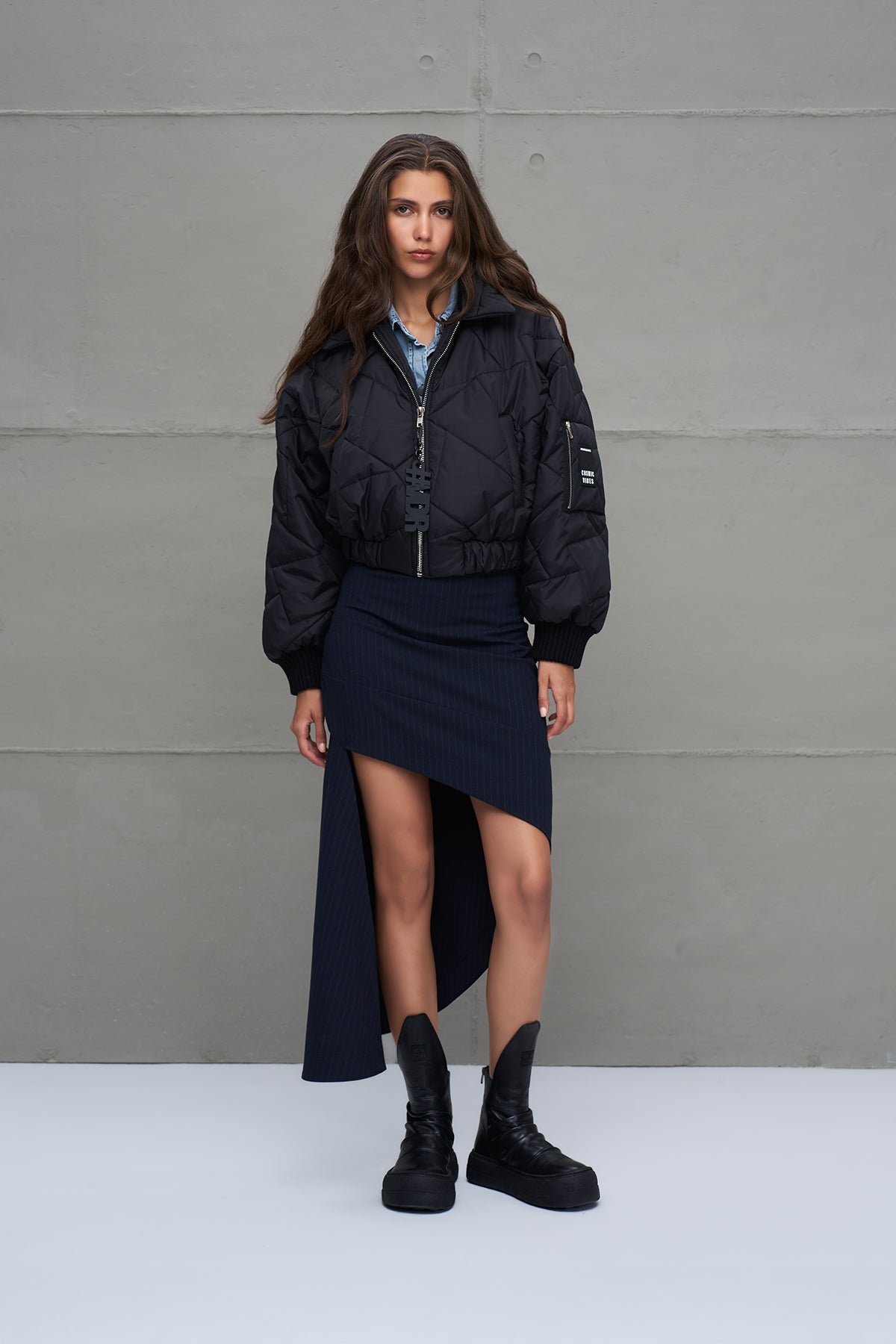 Black Puffer Bomber Jacket 18138