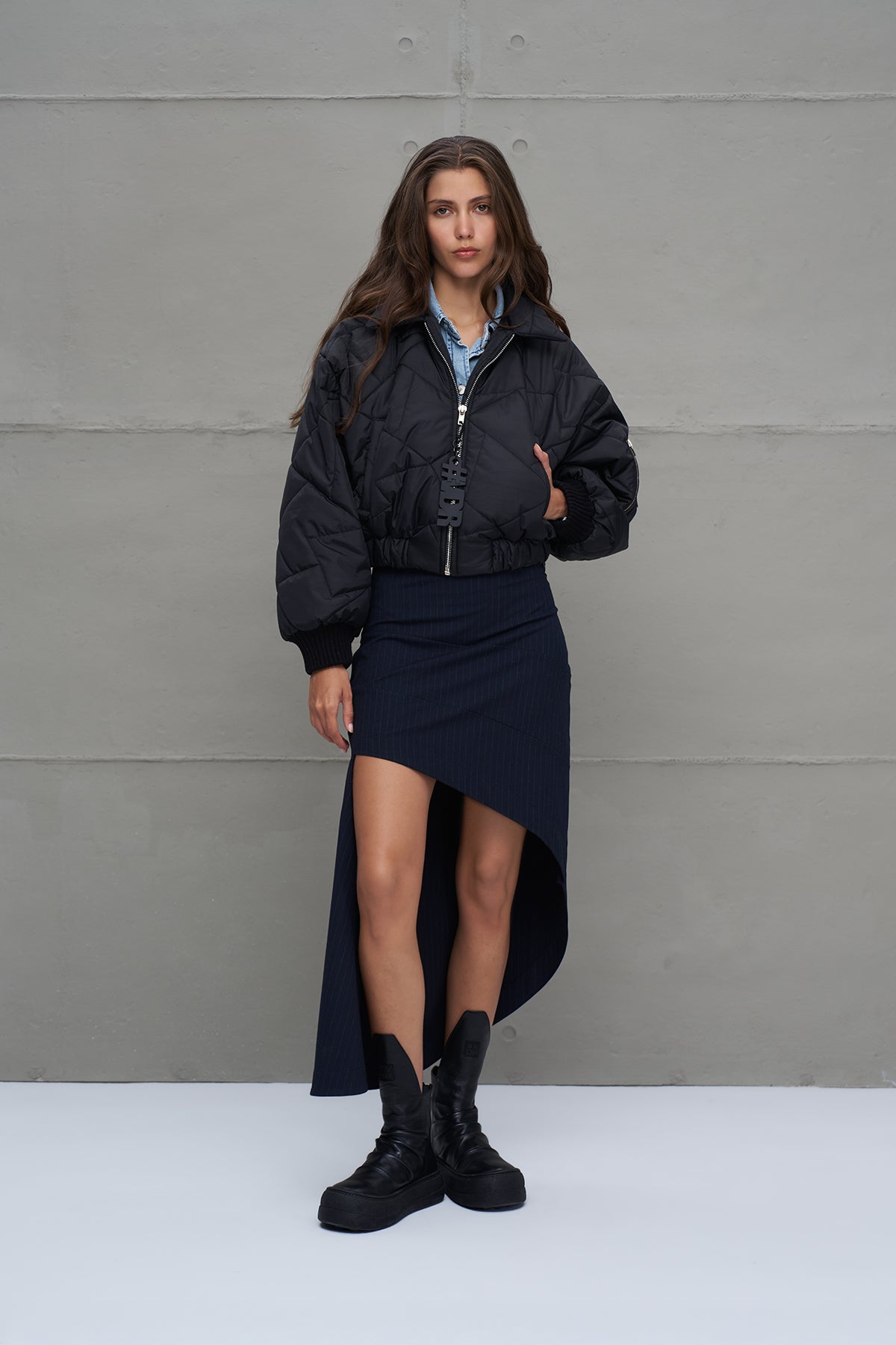Black Puffer Bomber Jacket 18138