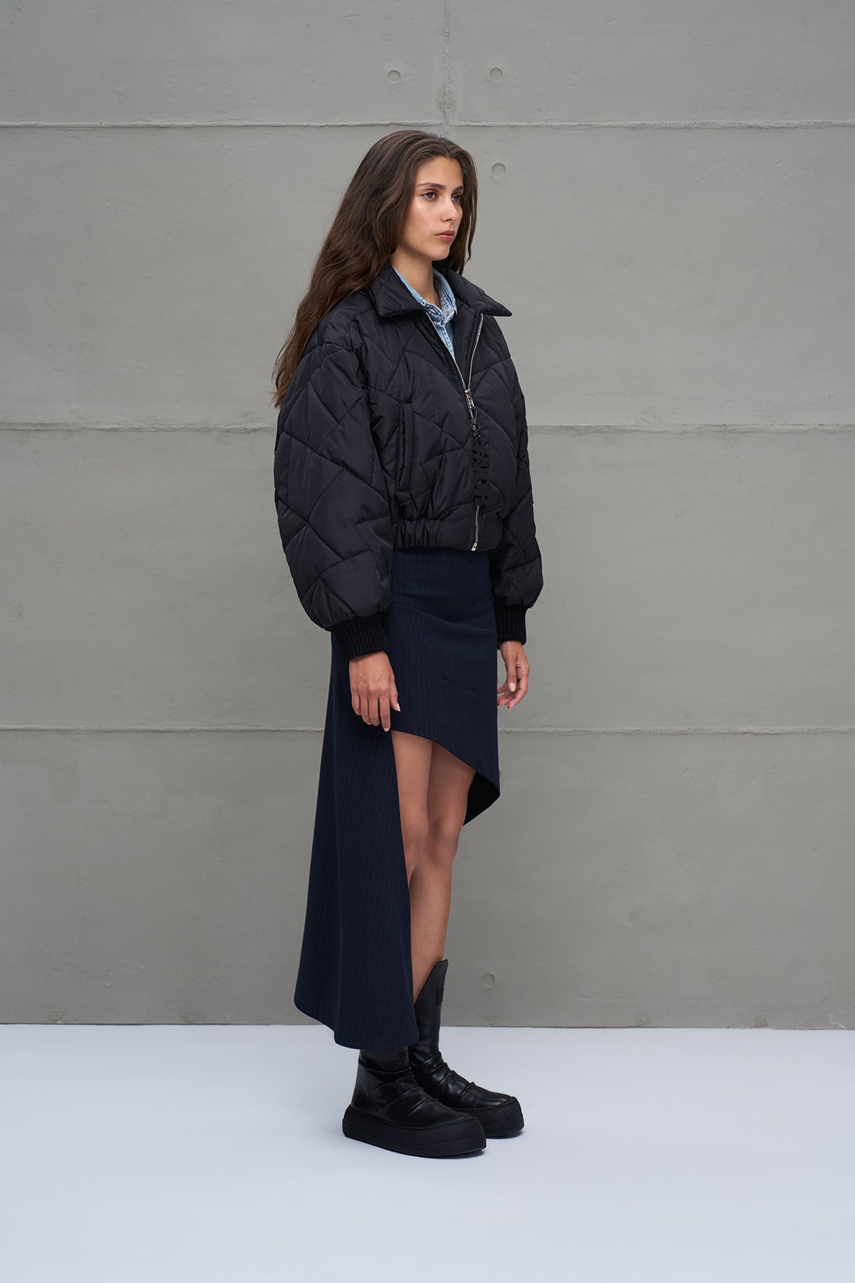 Black Puffer Bomber Jacket 18138