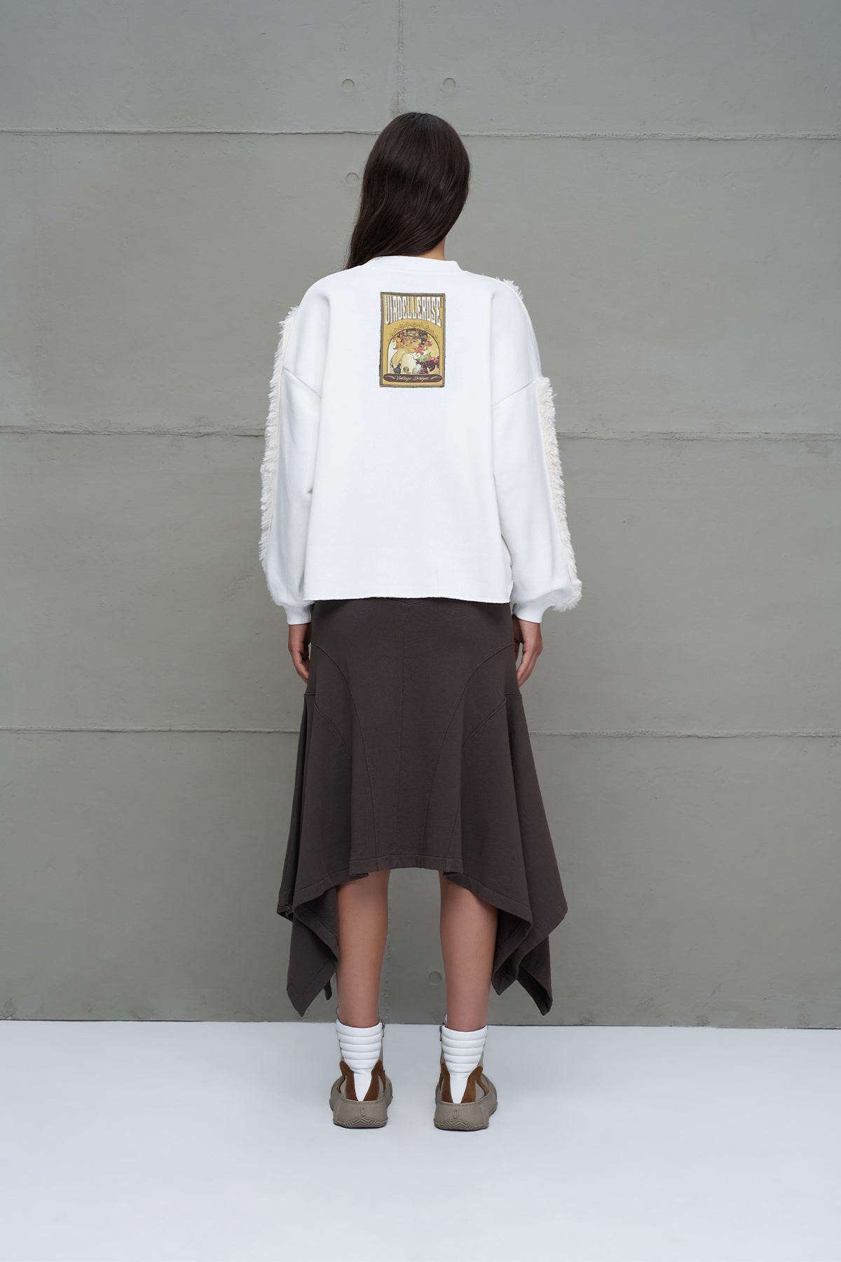 Off White Faux Fur Oversized Sweatshirt 18150