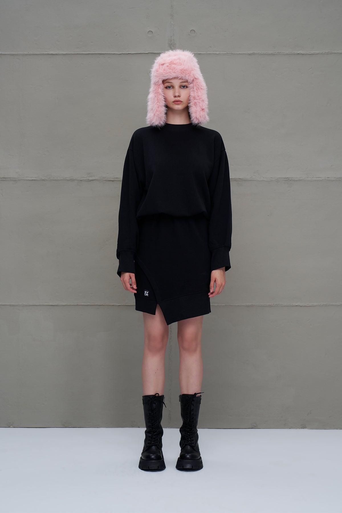 Black Asymmetric Oversize Dress 18161