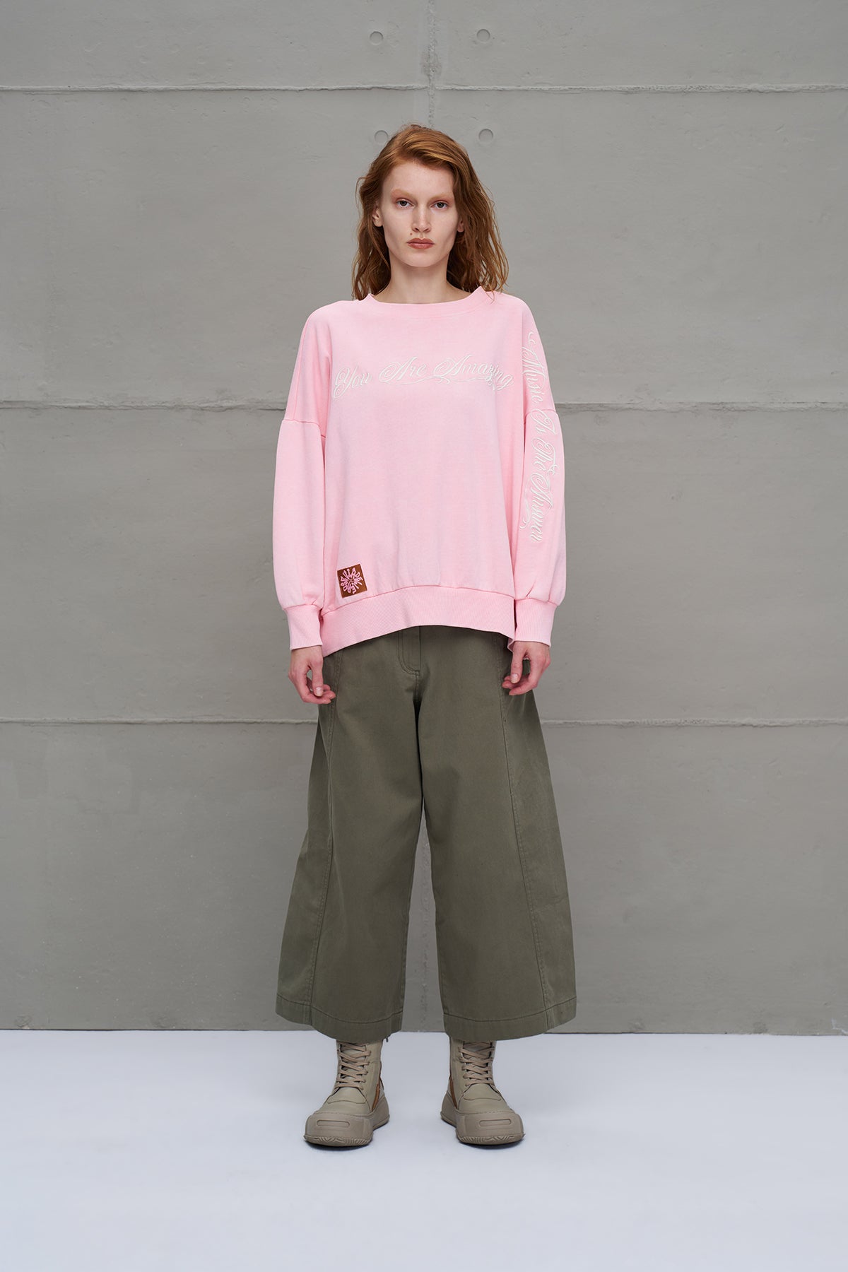 Pink Slogan-print Oversized Sweatshirt 18178