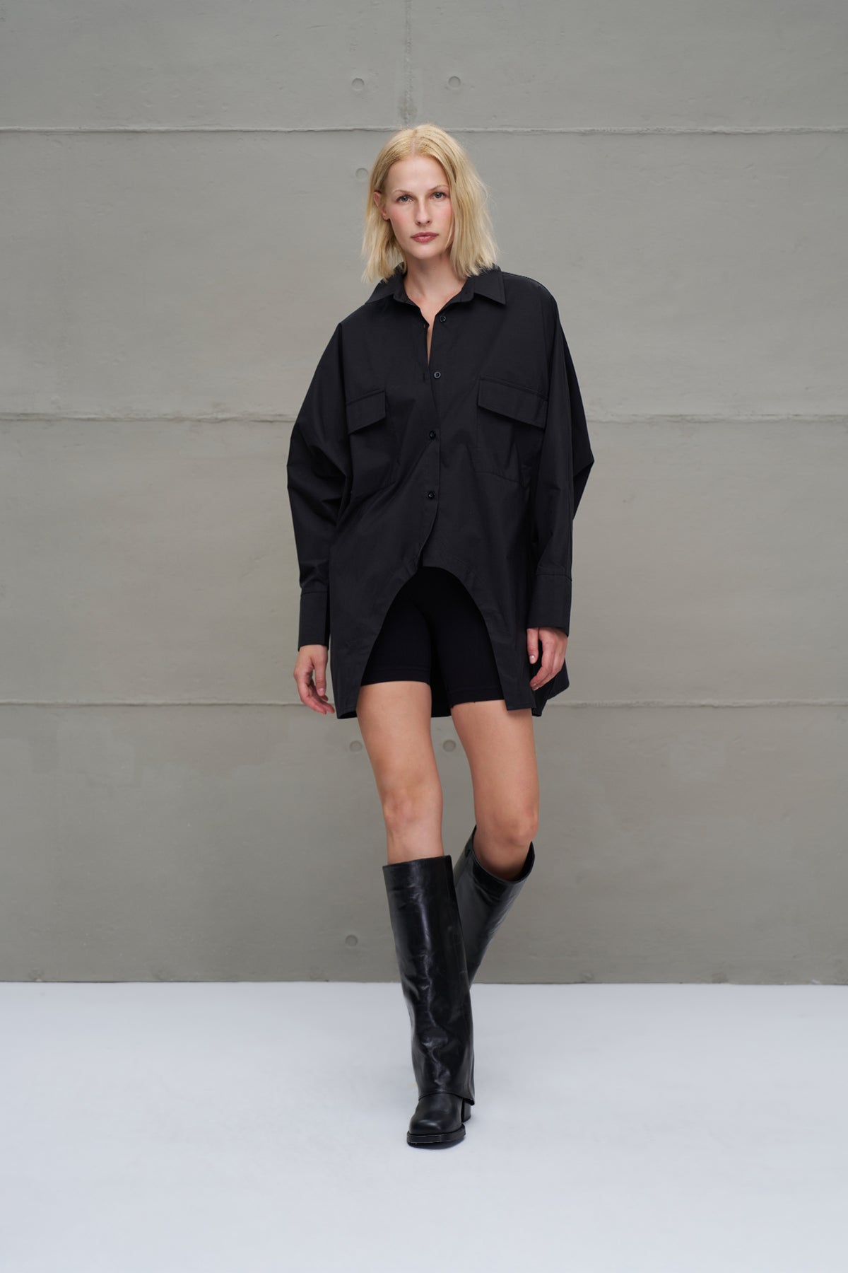 Black Oversized Poplin Shirt 18179