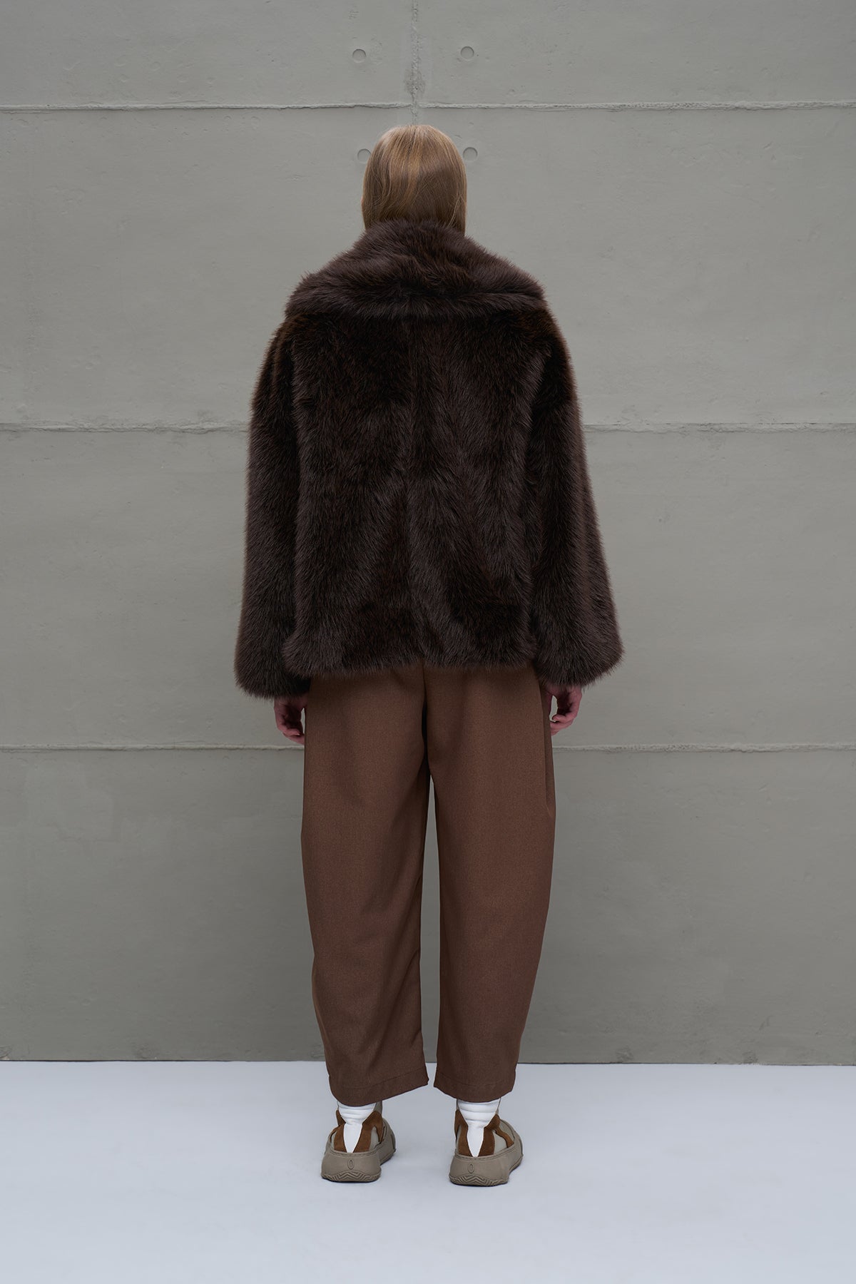 Brown Faux Fur Oversized Coat 18188