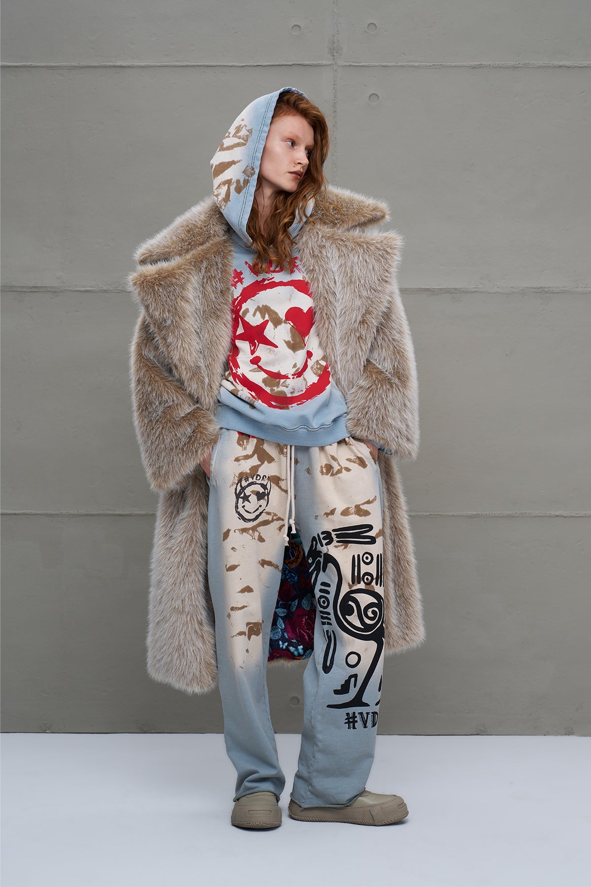 Beige Faux Fur Oversized Long Coat 18189