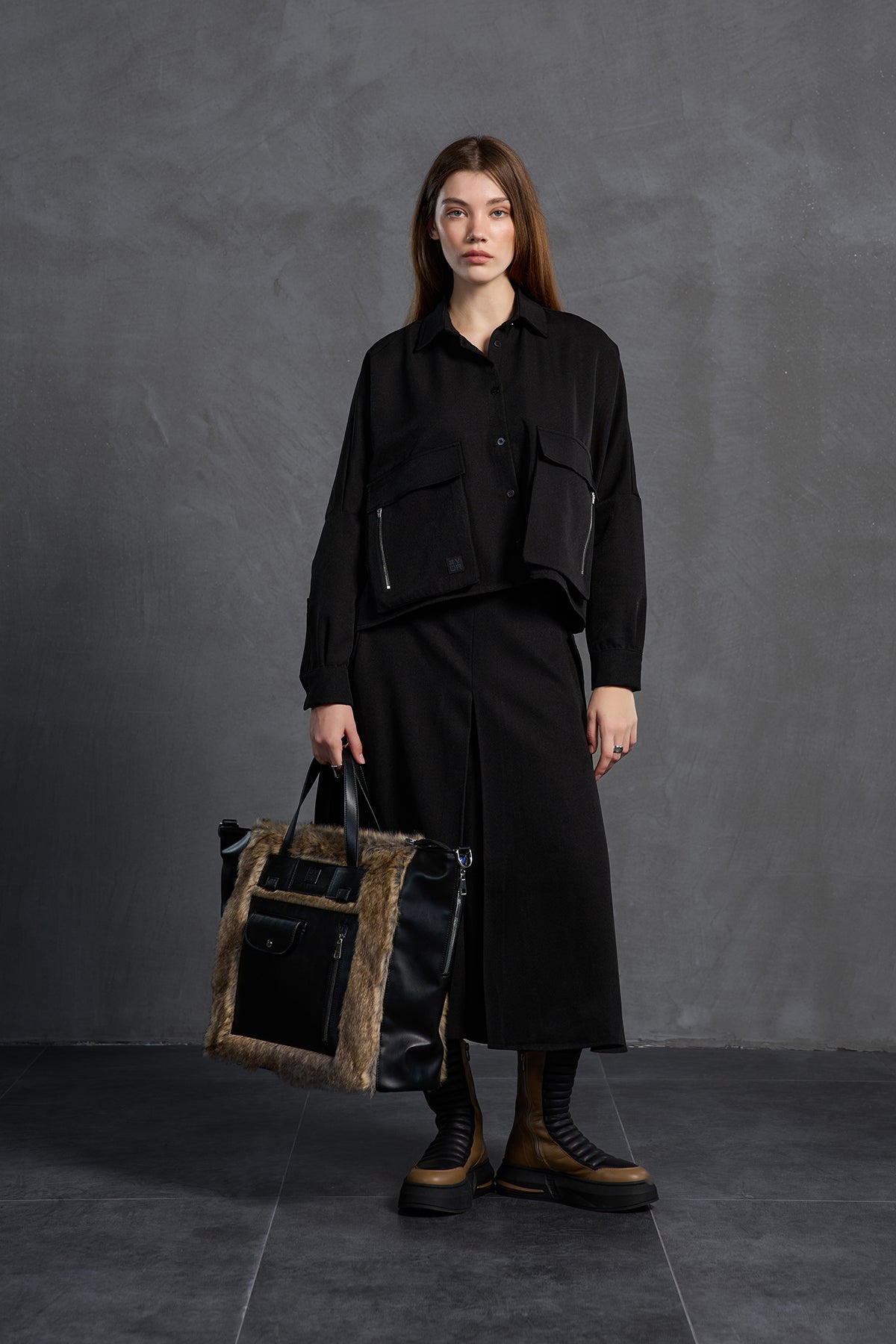 Black Zip-detail Pocket Shirt 18197