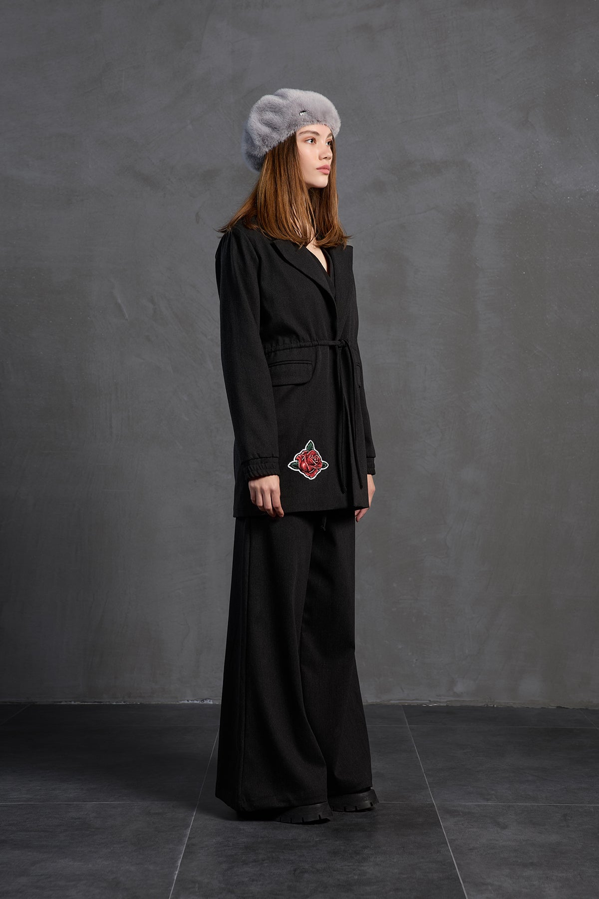 Black Printed Jacket 18211