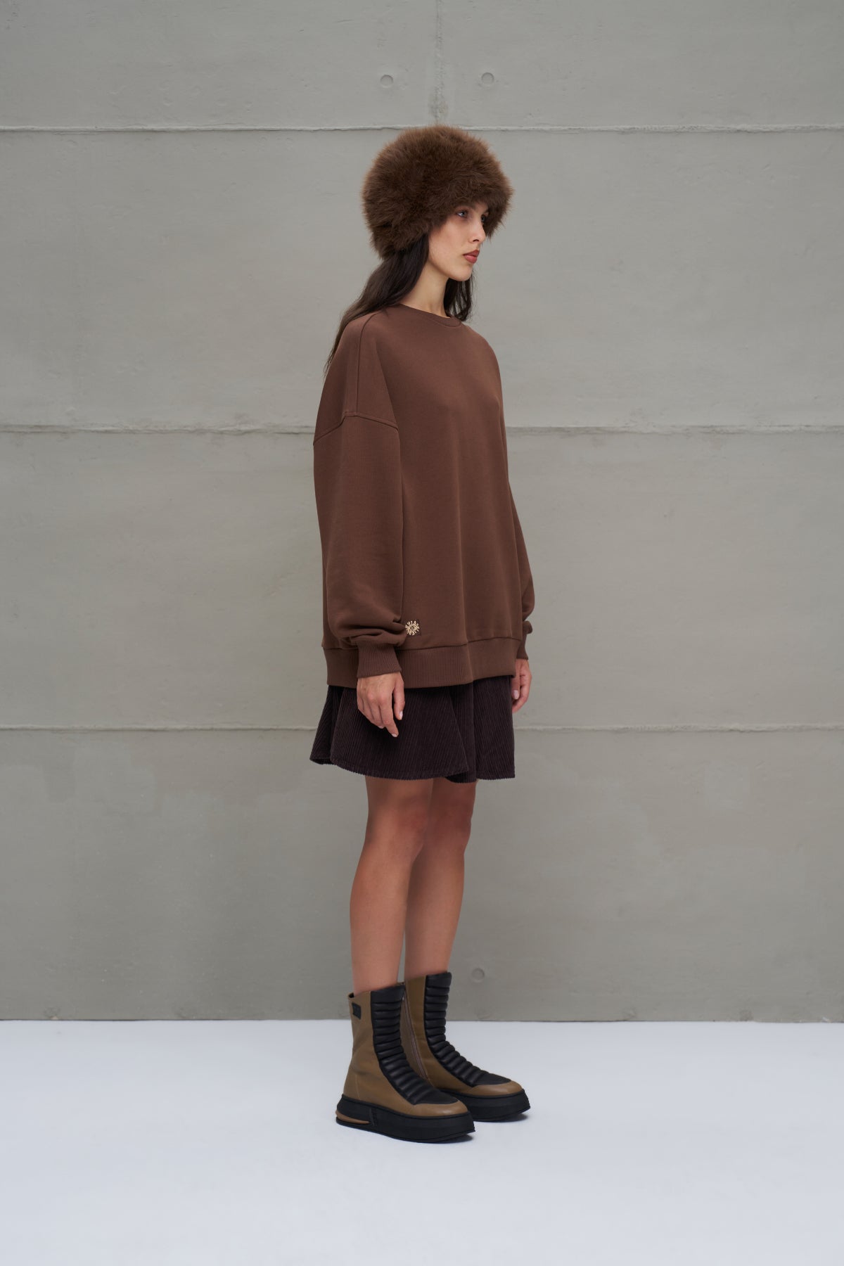 Brown Slogan Printed Oversized Sweatshirt 18217