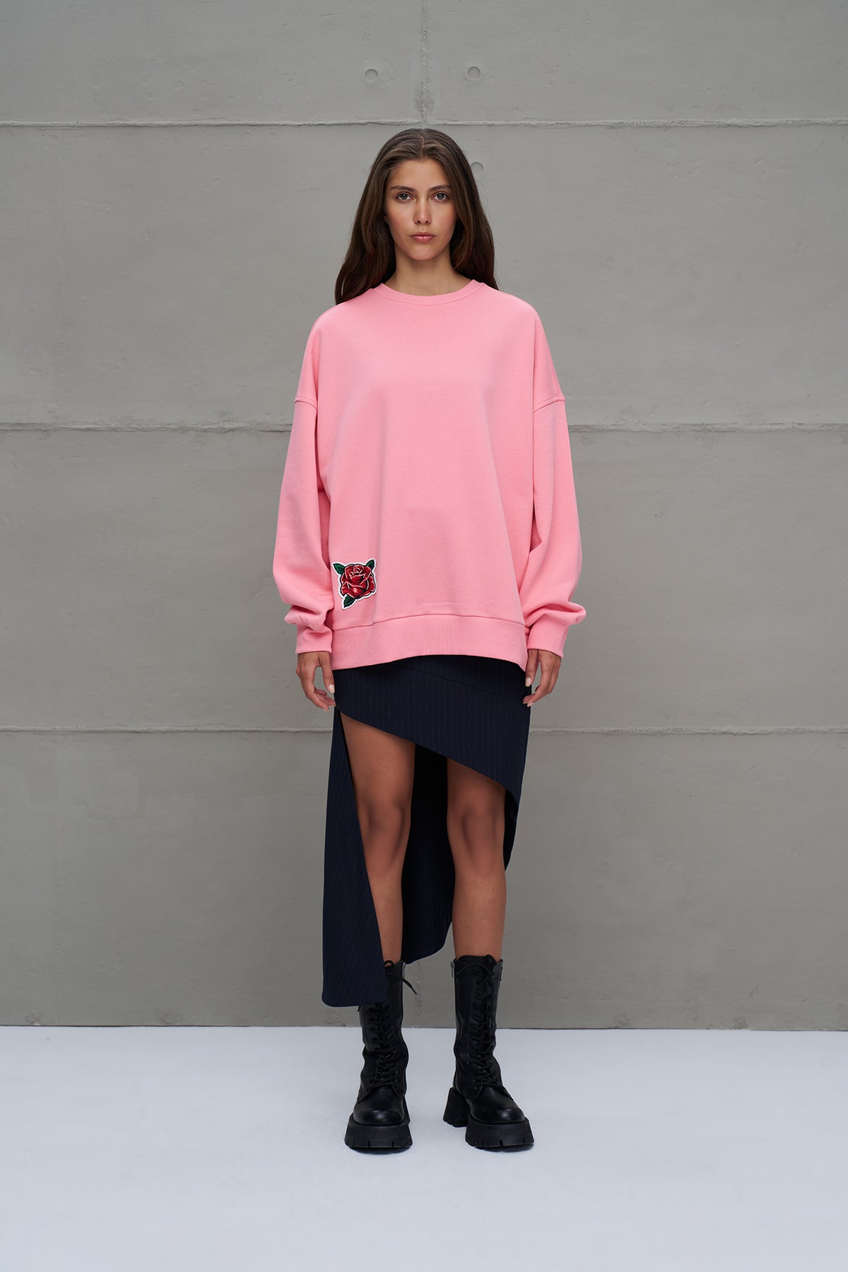 Pink Slogan Printed Oversized Sweatshirt 18218