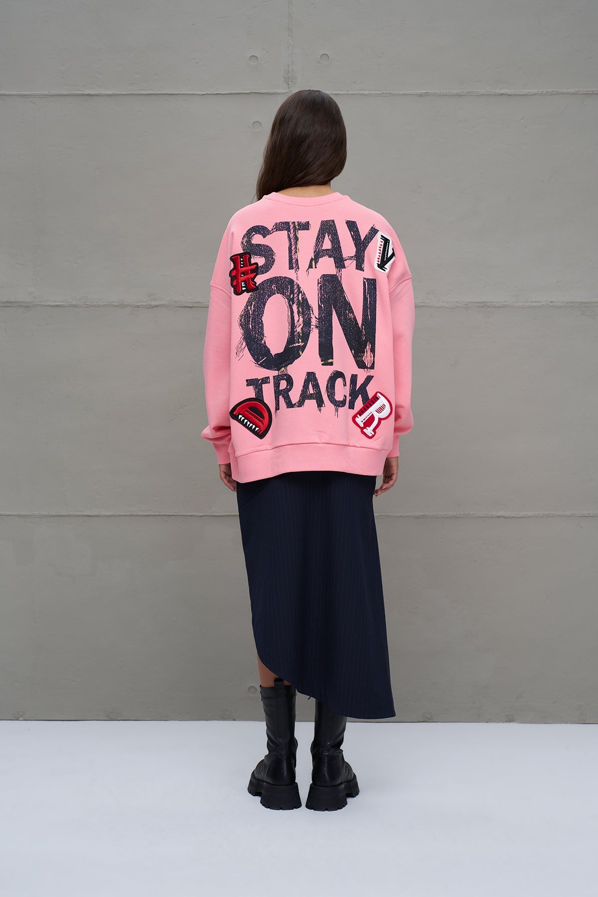 Pink Slogan Printed Oversized Sweatshirt 18218