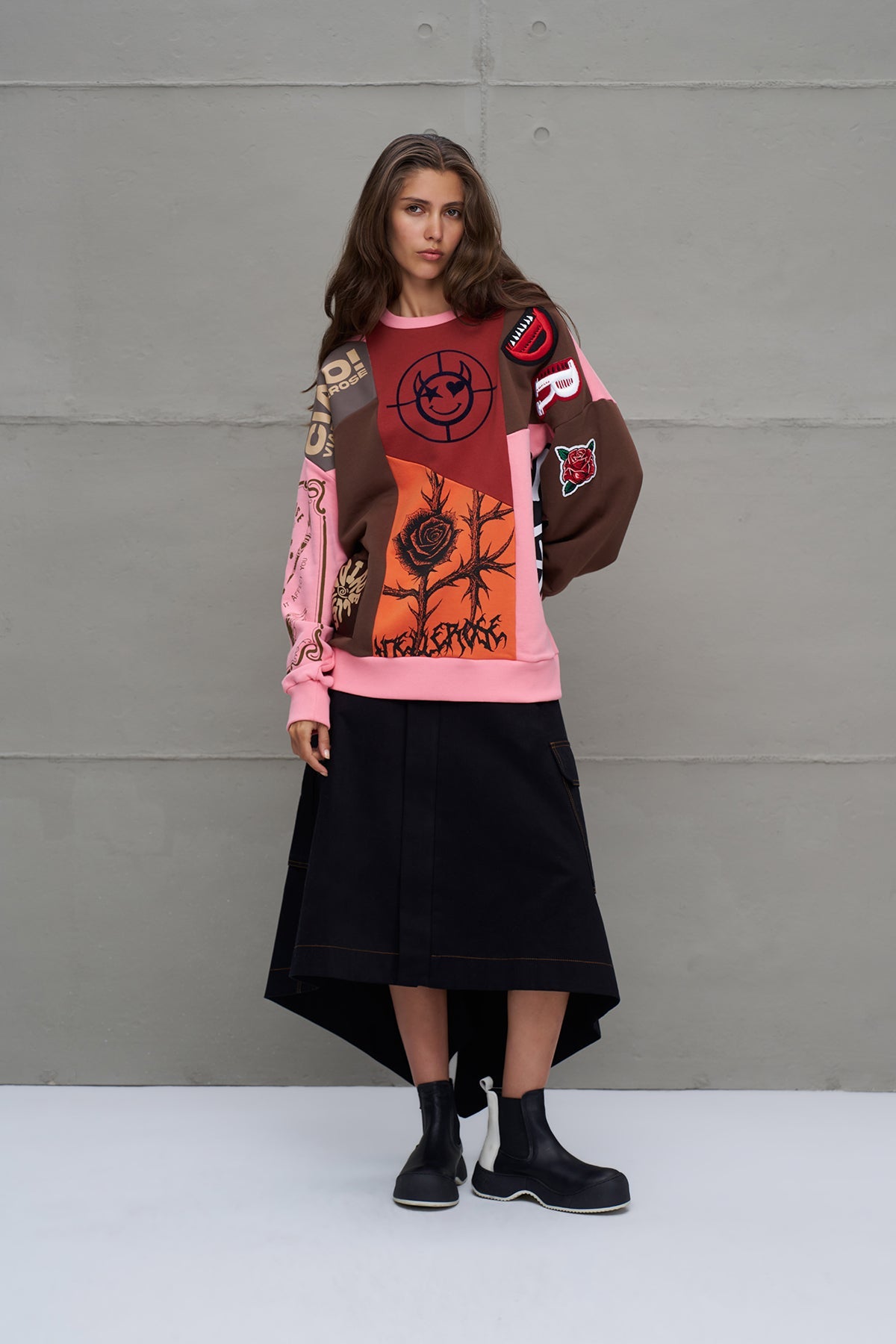 Multicolor Printed Oversized Sweatshirt 18219