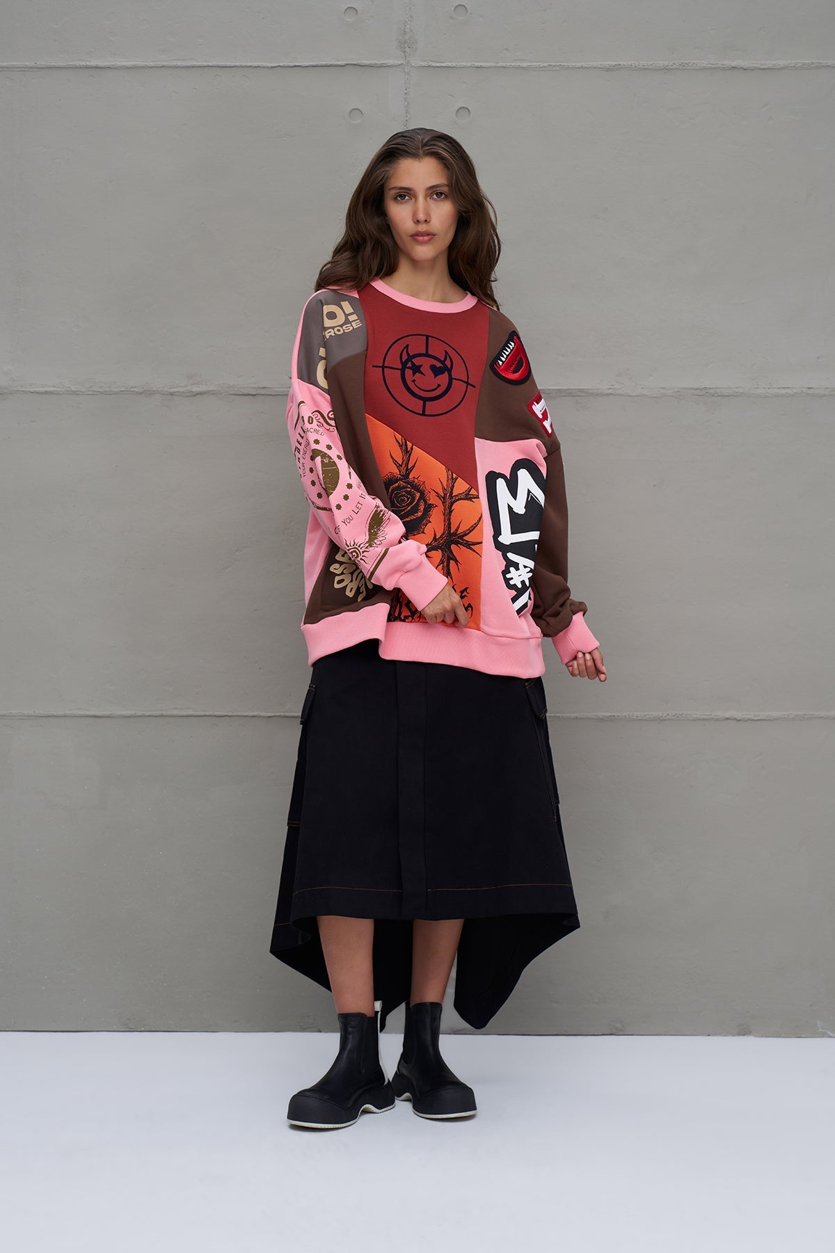 Multicolor Printed Oversized Sweatshirt 18219