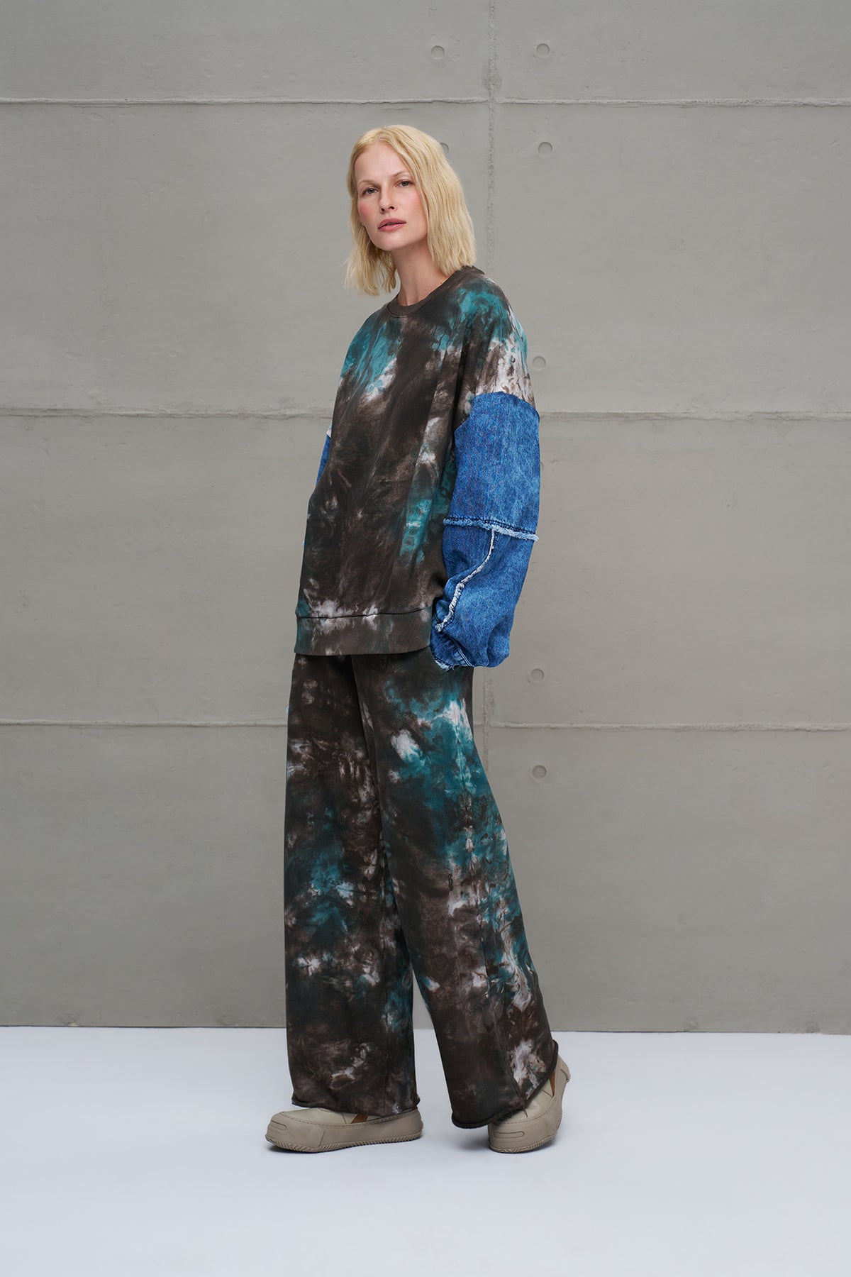 Brown Green Tie-dye Oversized Trousers 18222