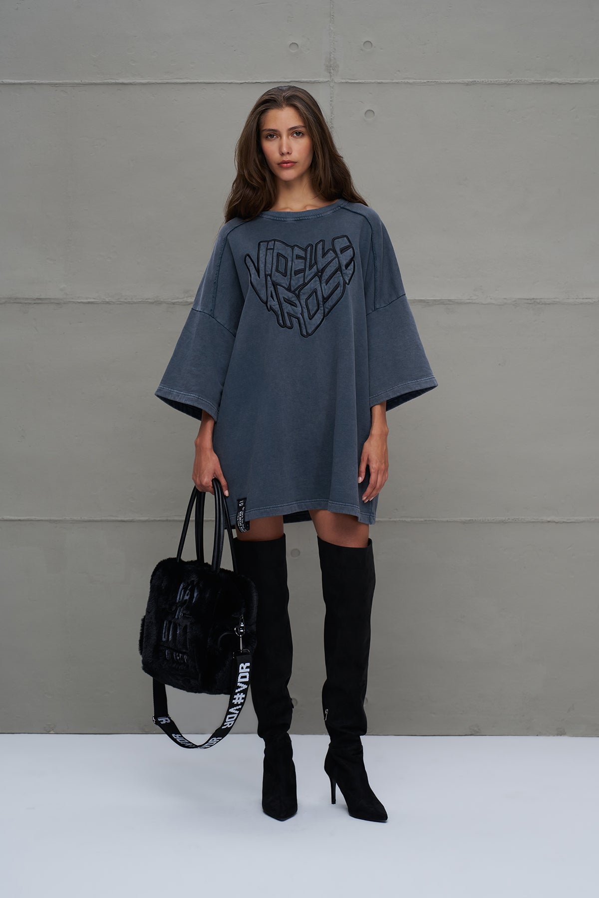 Anthracite Half-sleeve Oversize Sweatshirt 18232