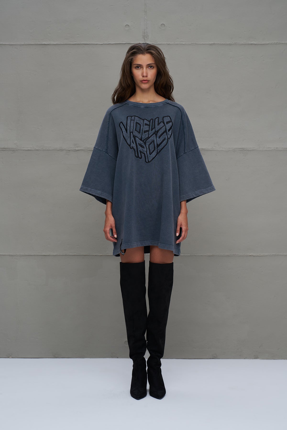 Anthracite Half-sleeve Oversize Sweatshirt 18232