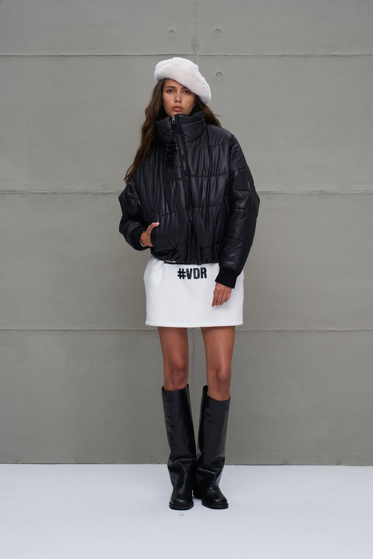 Black Quilted Bomber Jacket 18246