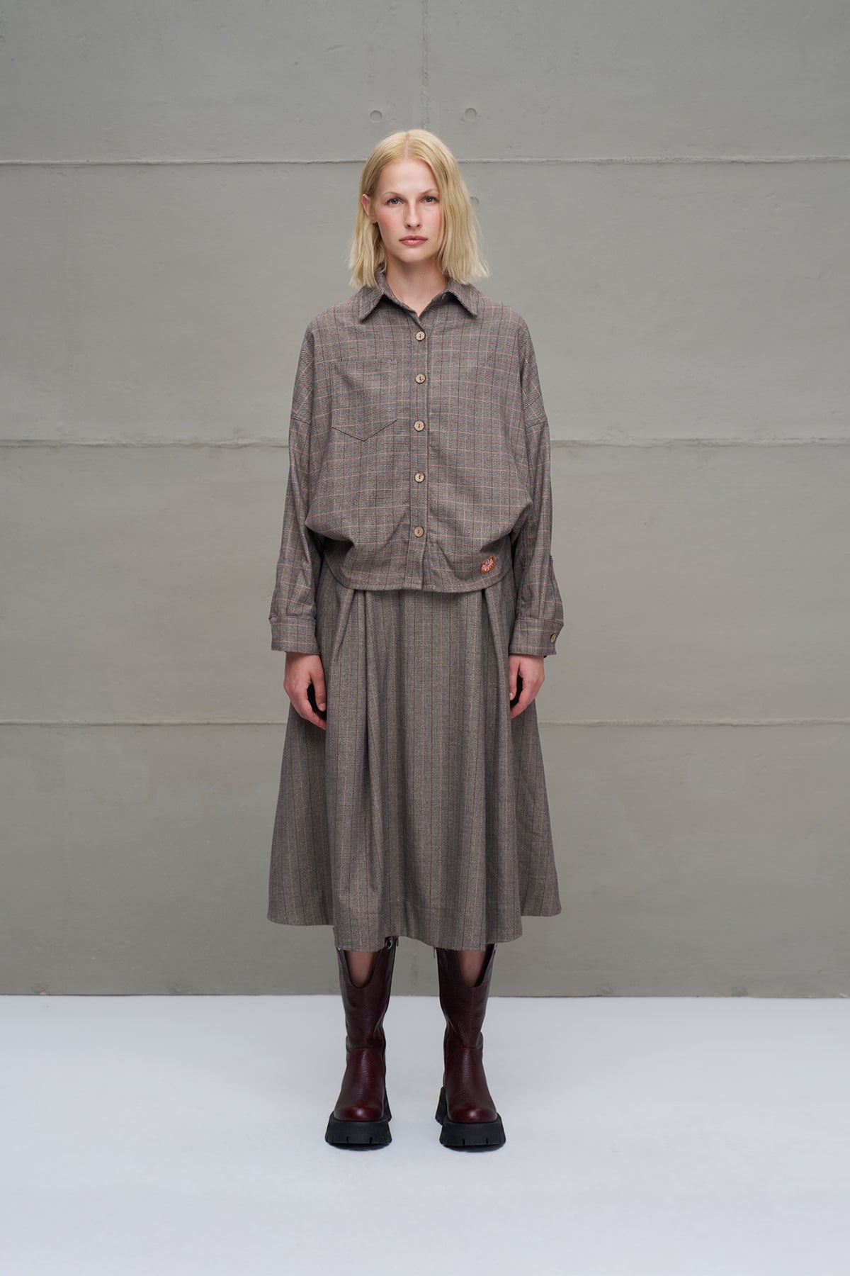 Mink Pleated Midi A-line Skirt 18254