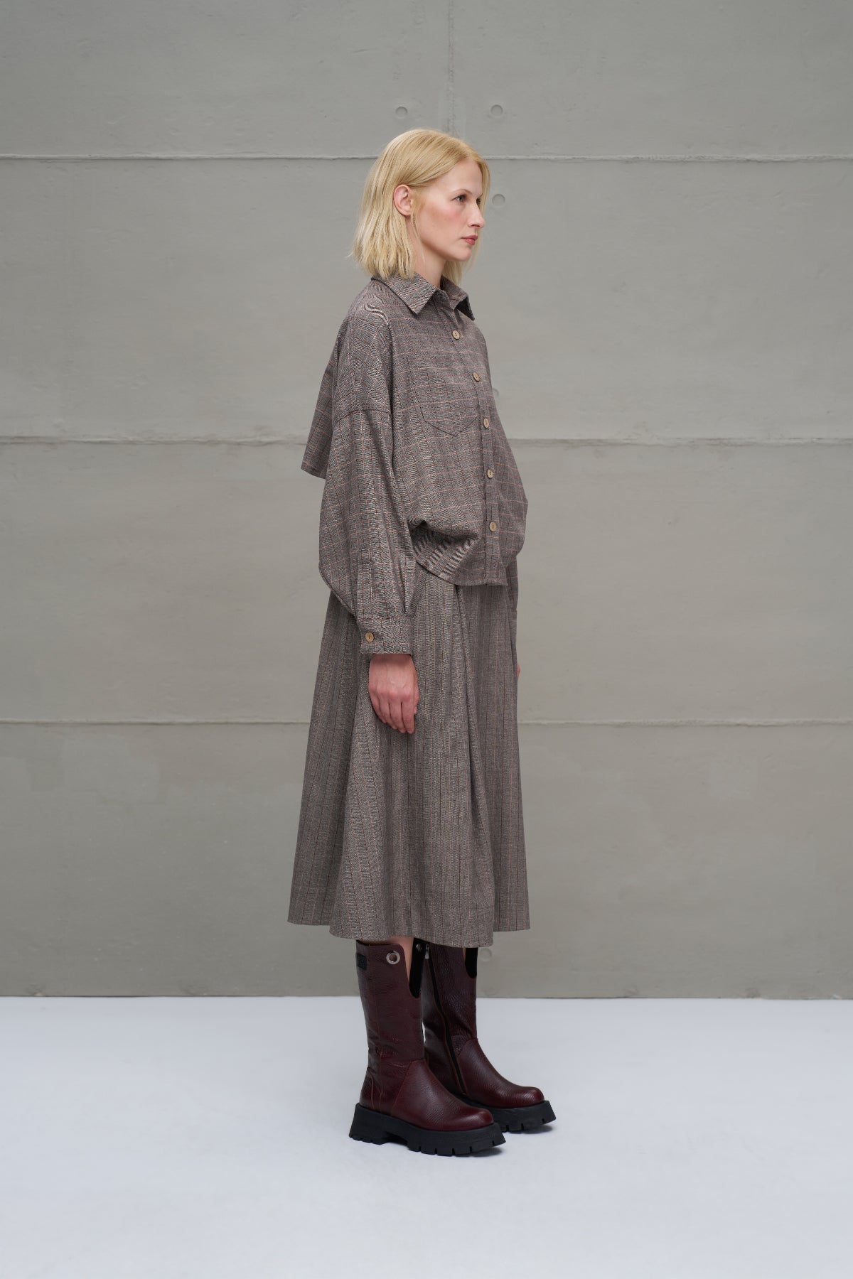 Mink Pleated Midi A-line Skirt 18254