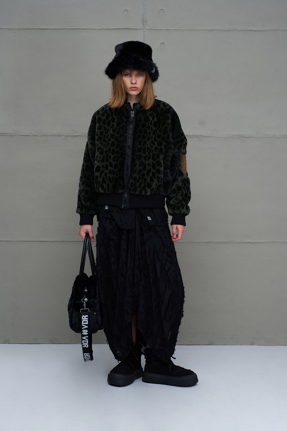 Green Black Leopard Print Oversize Pilot Jacket 18260