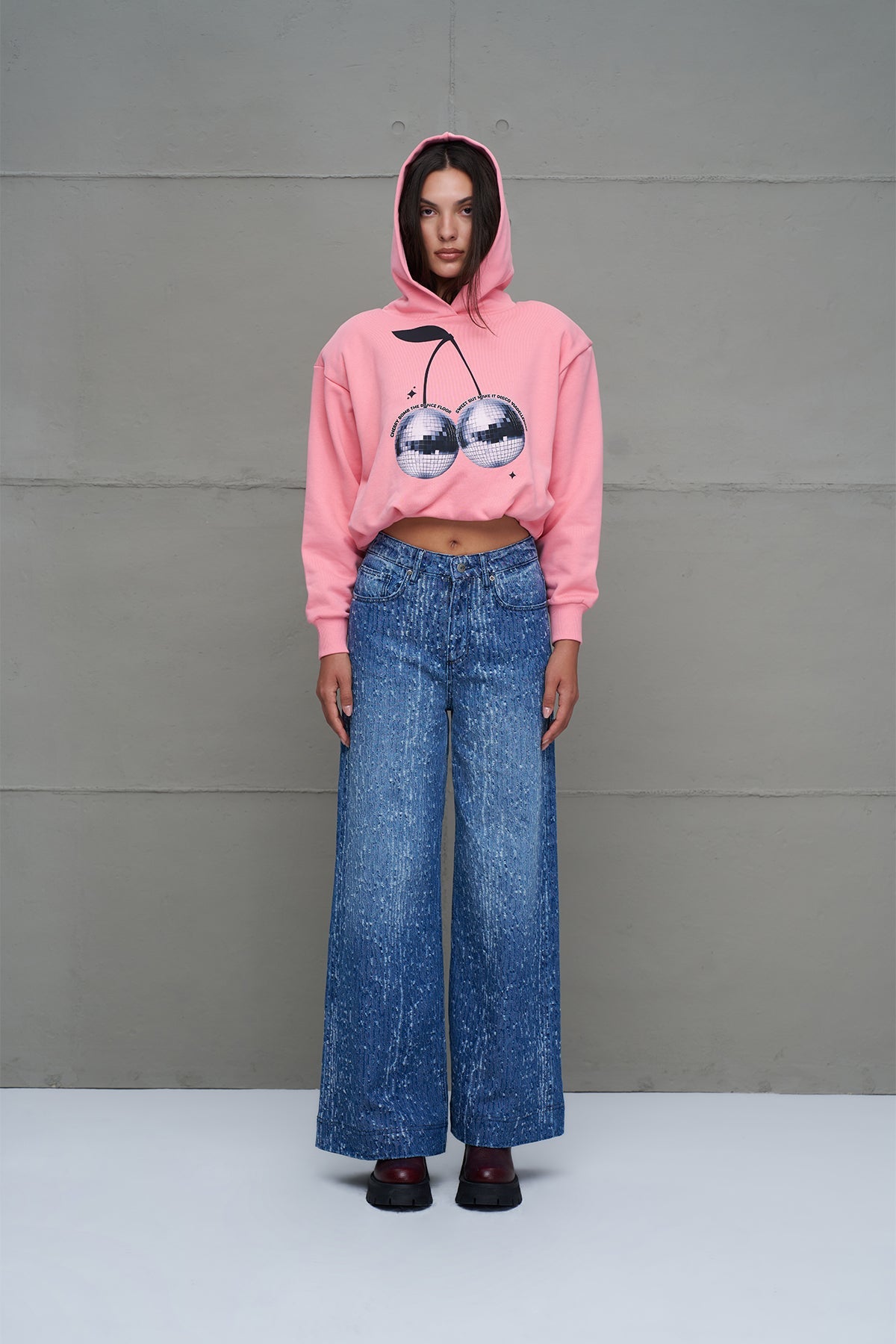 Blue Distressed Wide-leg Denim Trousers 18261
