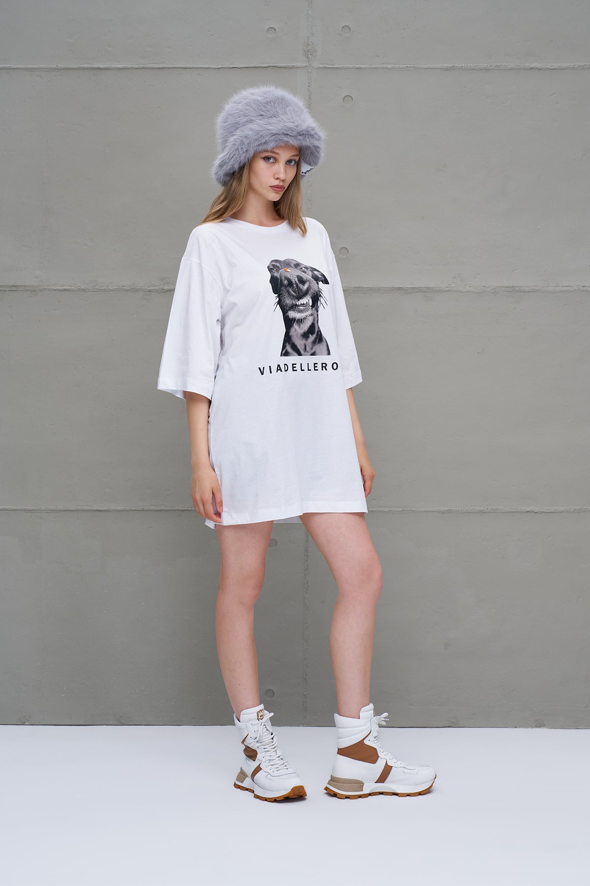 White Printed Oversize T-shirt 18263