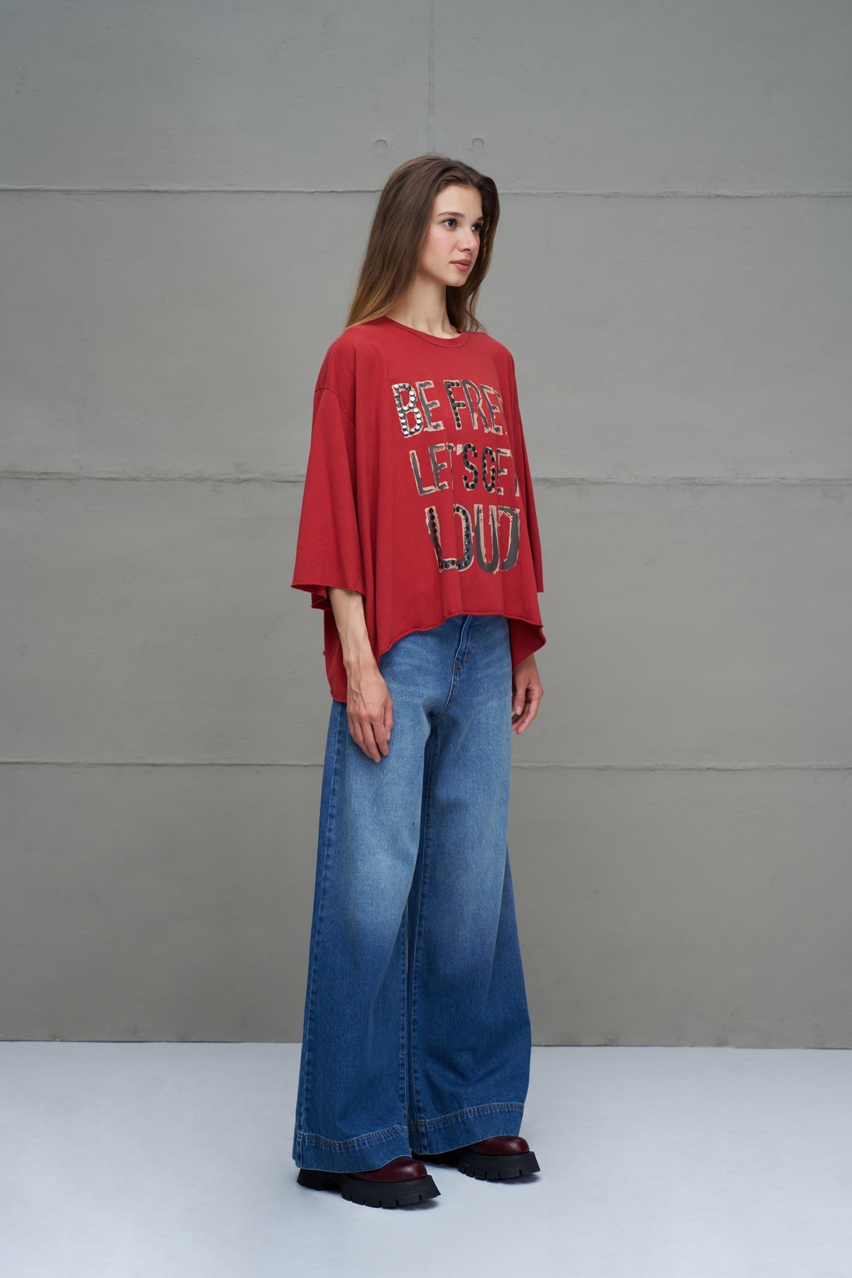 Blue Checkered Detail Denim Trousers 18269