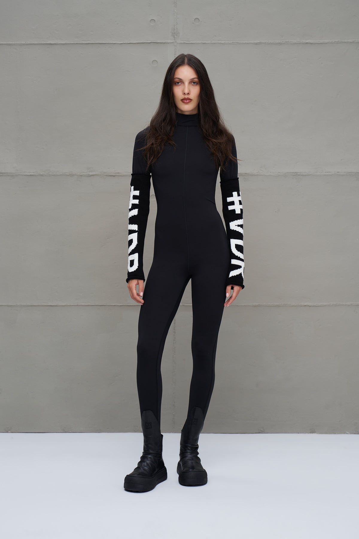 Black White Logo Detailed Leggings 18287