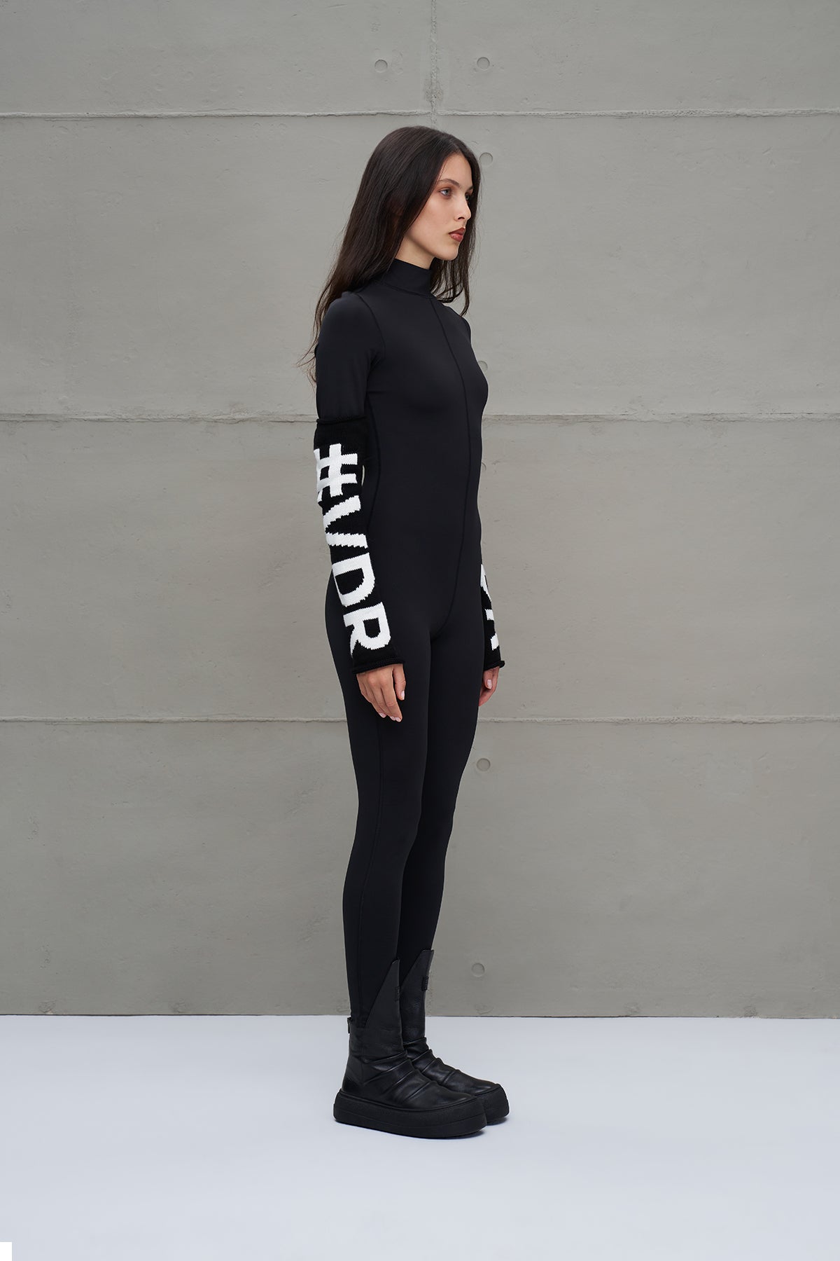 Black White Logo Detailed Leggings 18287