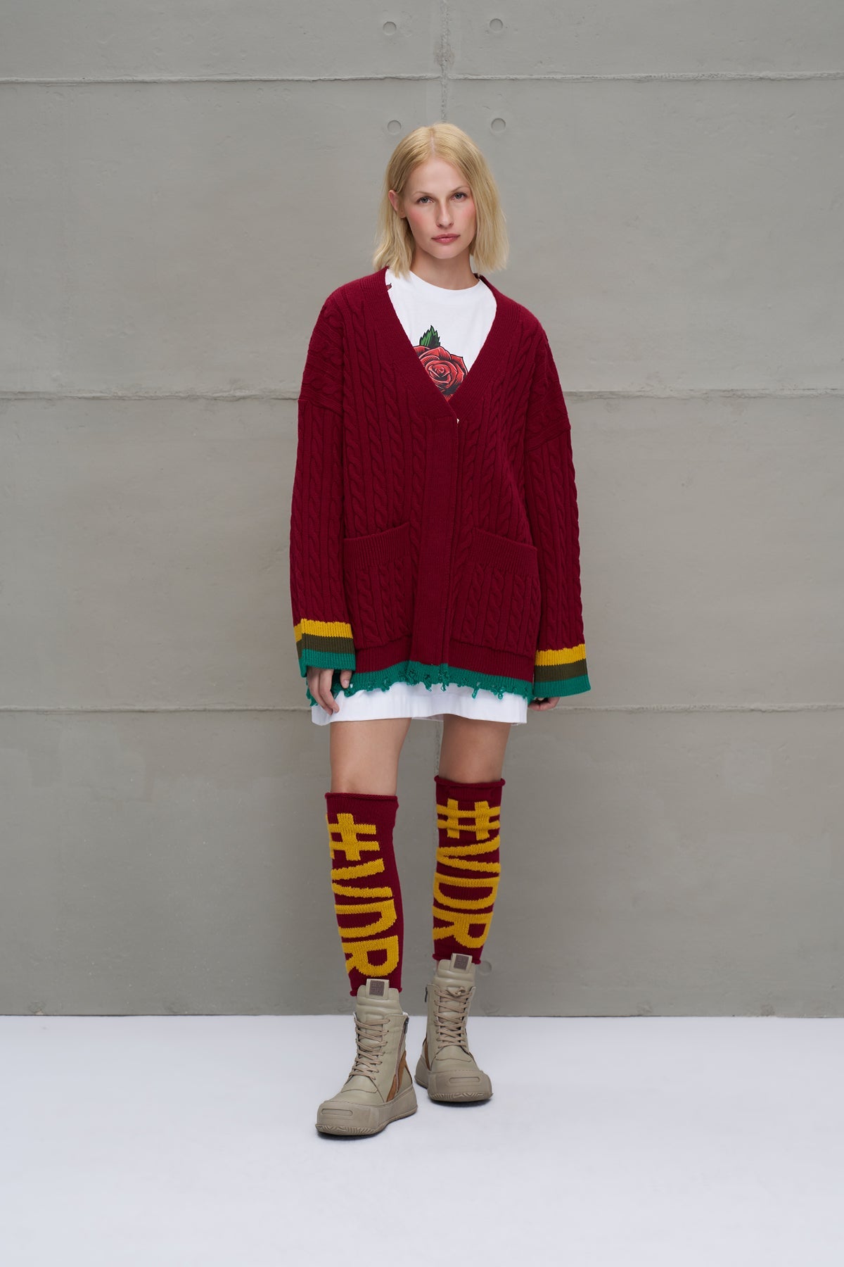 Burgundy Mustard Logo Detailed Leggings 18287