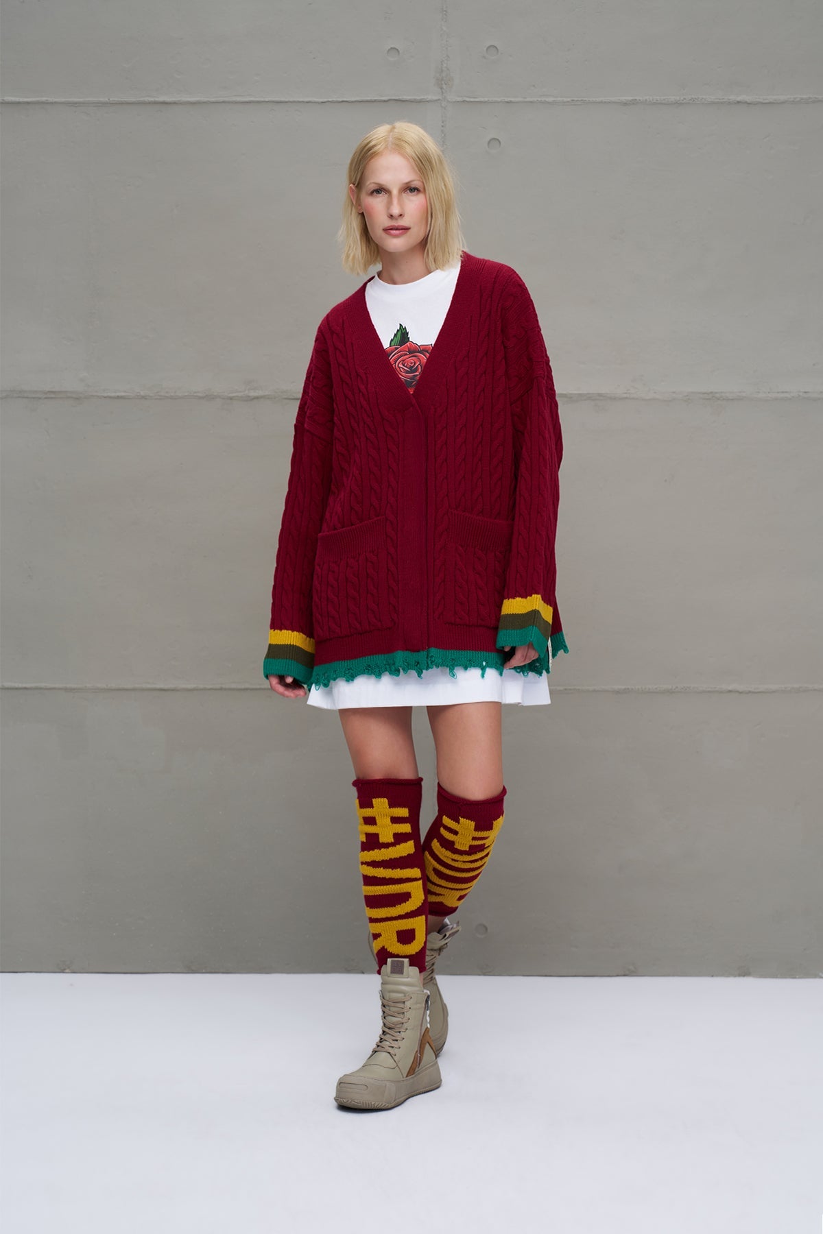 Burgundy Mustard Logo Detailed Leggings 18287