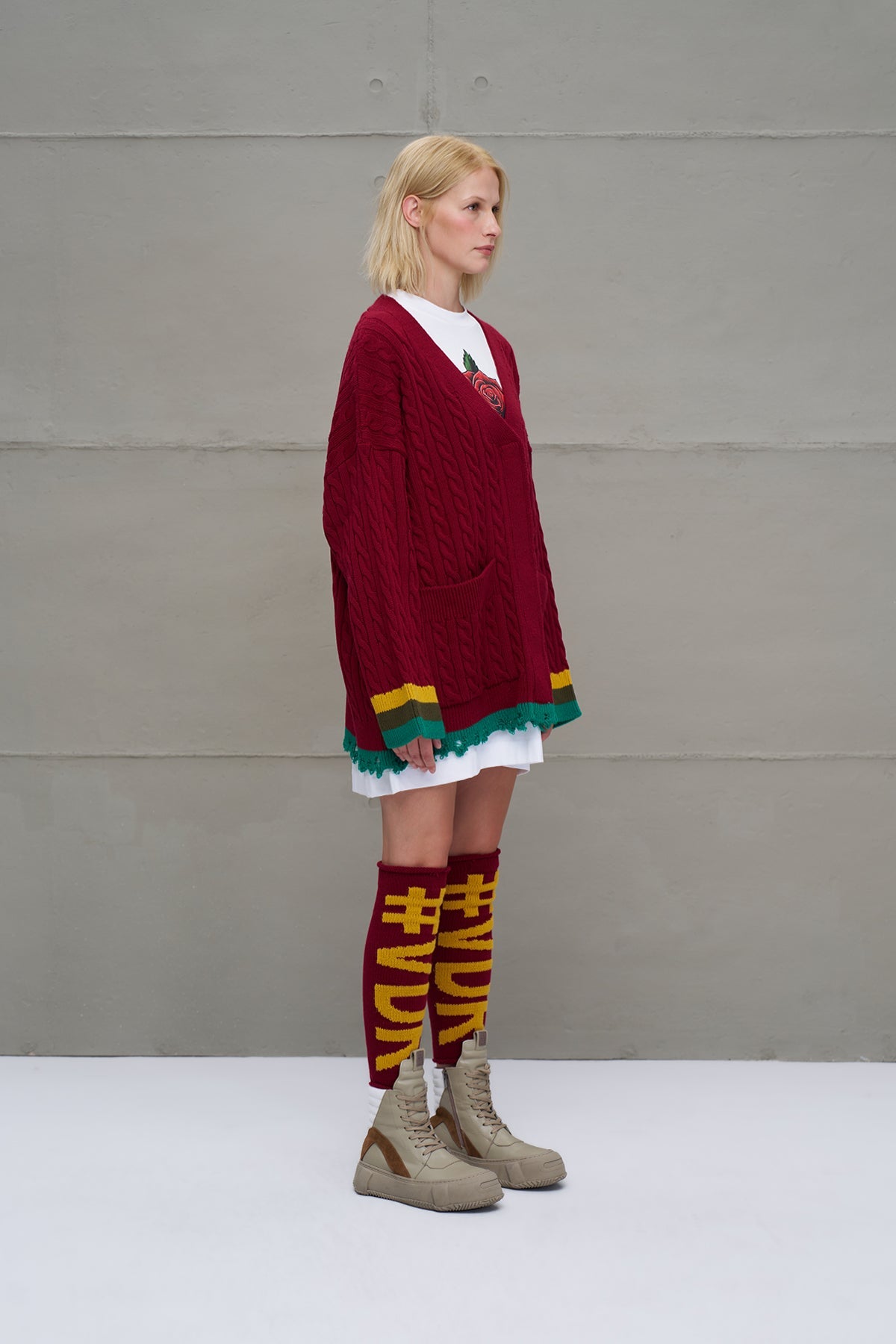 Burgundy Mustard Logo Detailed Leggings 18287