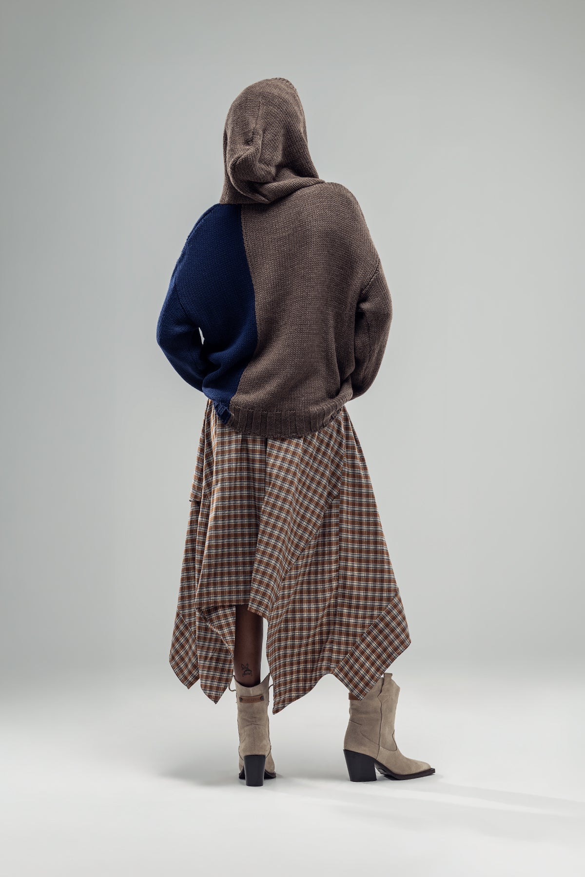 Brown Blue Knit Sweater 20022