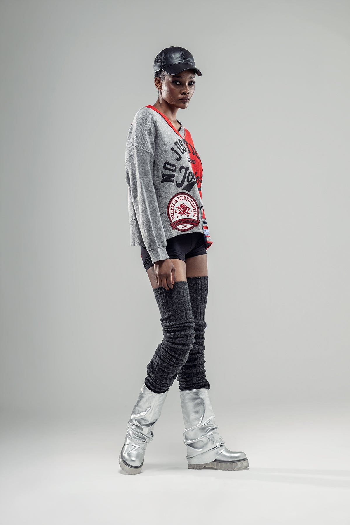 Grey Red Knit Sweater 20032