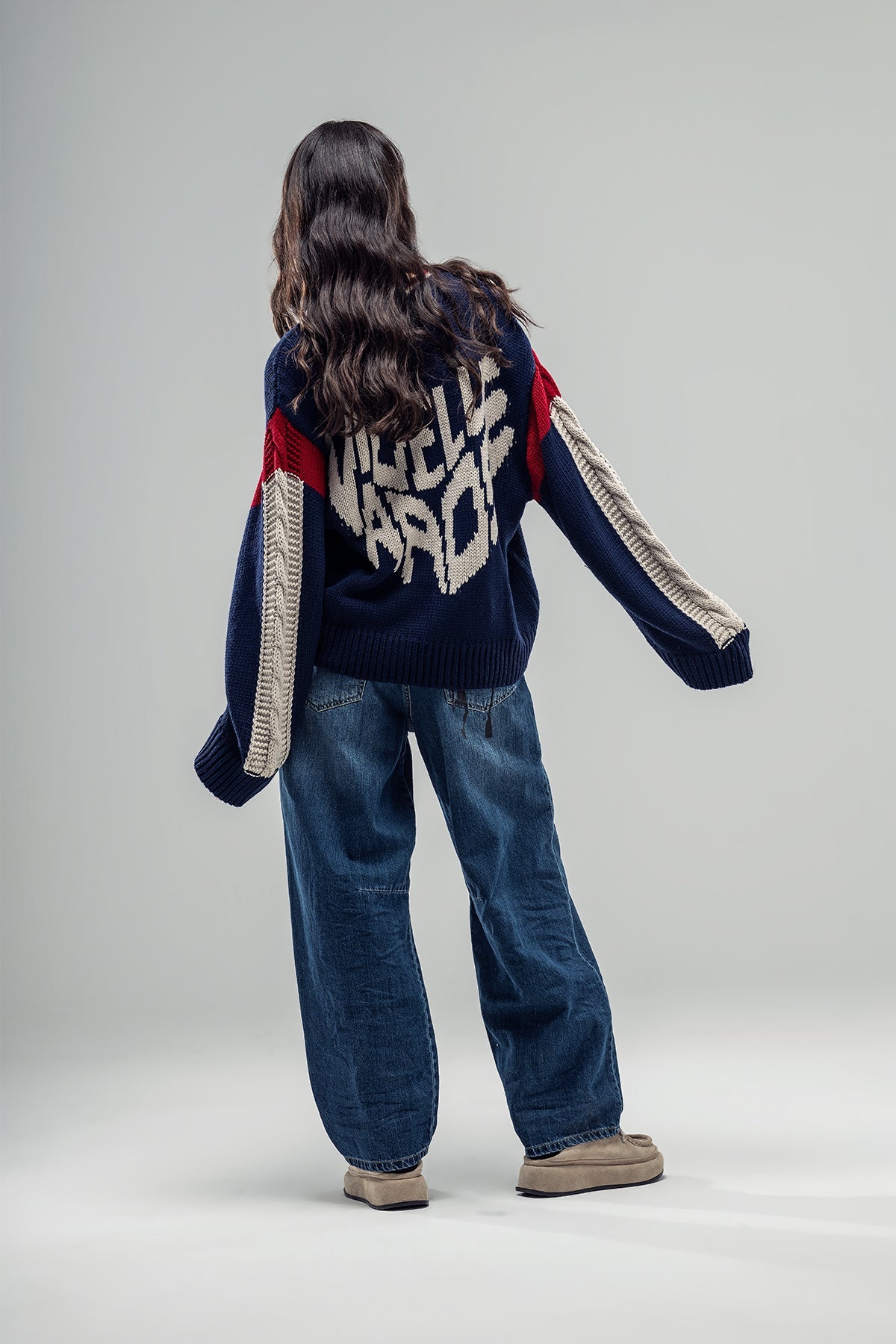 Navy Blue Knit Sweater 20034